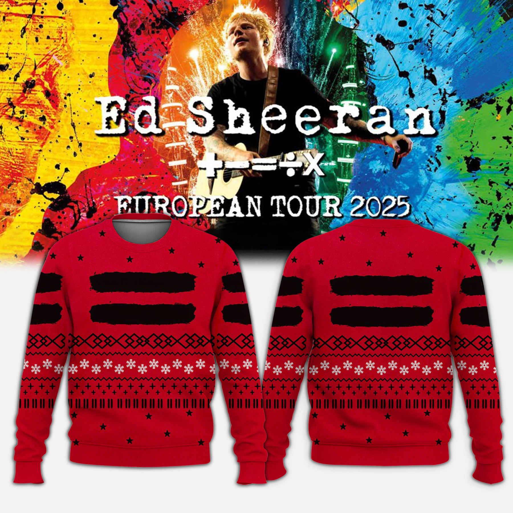 Ed Sheeran Tour Merch Sweatshirt European Christmas Tour Gift For Music Enthusiasts