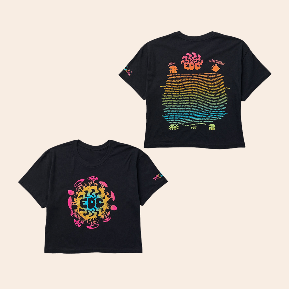 EDC Gradient Waves Cropped T-Shirt EDC Merch Birthday Gifts For Fans Anniversary Gifts For Men