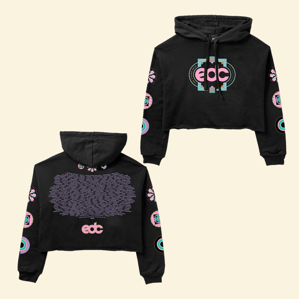 EDC Las Vegas 2025 Kinetic Lineup Crop Hoodie EDC Merch Birthday Gifts For Music Fans