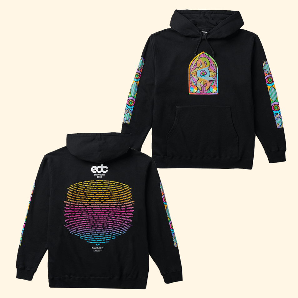 EDC LV Stained Glass Hoodie EDC Merch Birthday Gifts For Fans Father's Day Best Friend Gifts