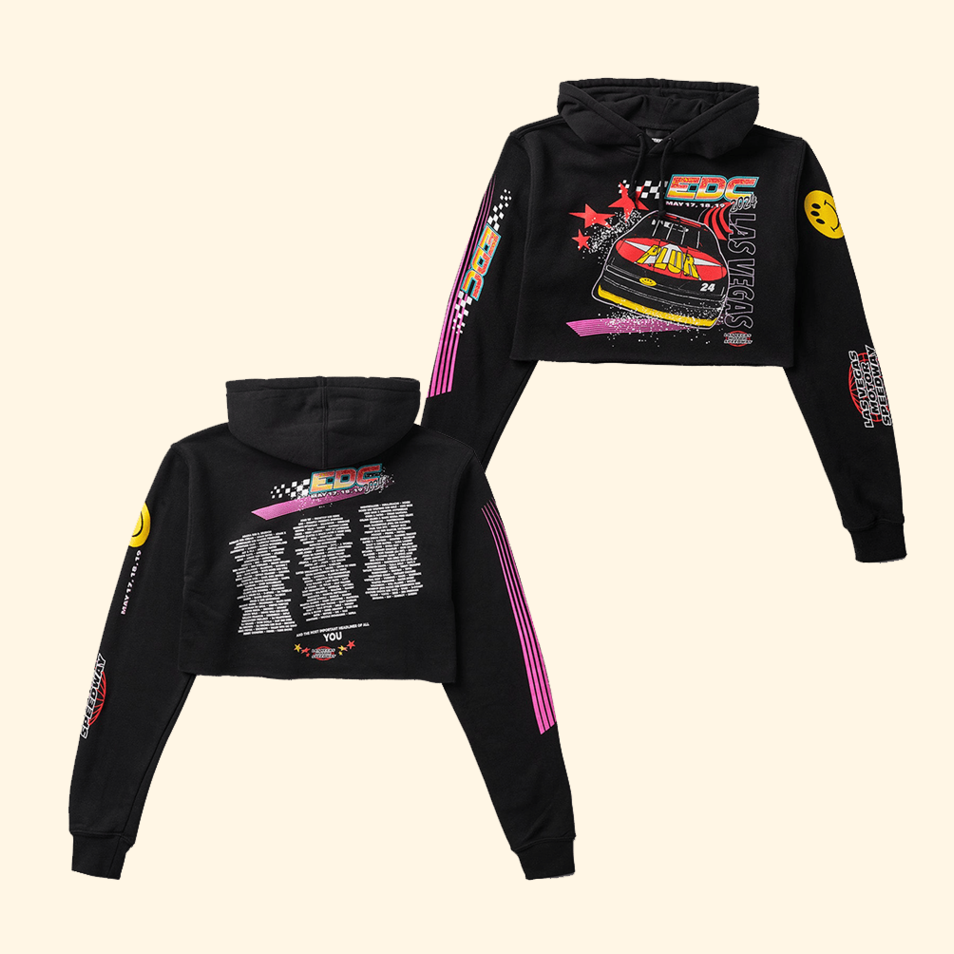 EDC Plur Race Lineup Crop Hoodie EDC Merch Gifts For Music Fans Father's Day Gifts For Dad