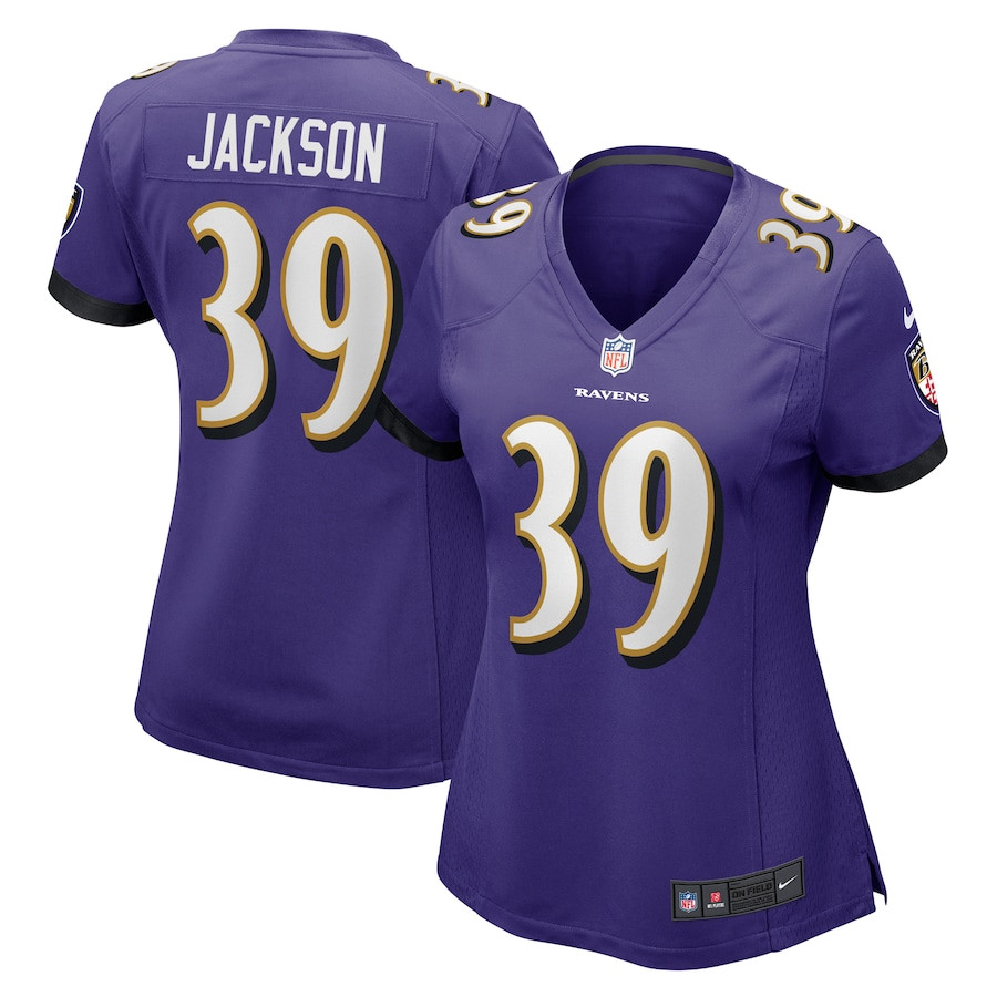 Eddie Jackson 39 Baltimore Ravens Women's Game Jersey - Purple - JSDV354