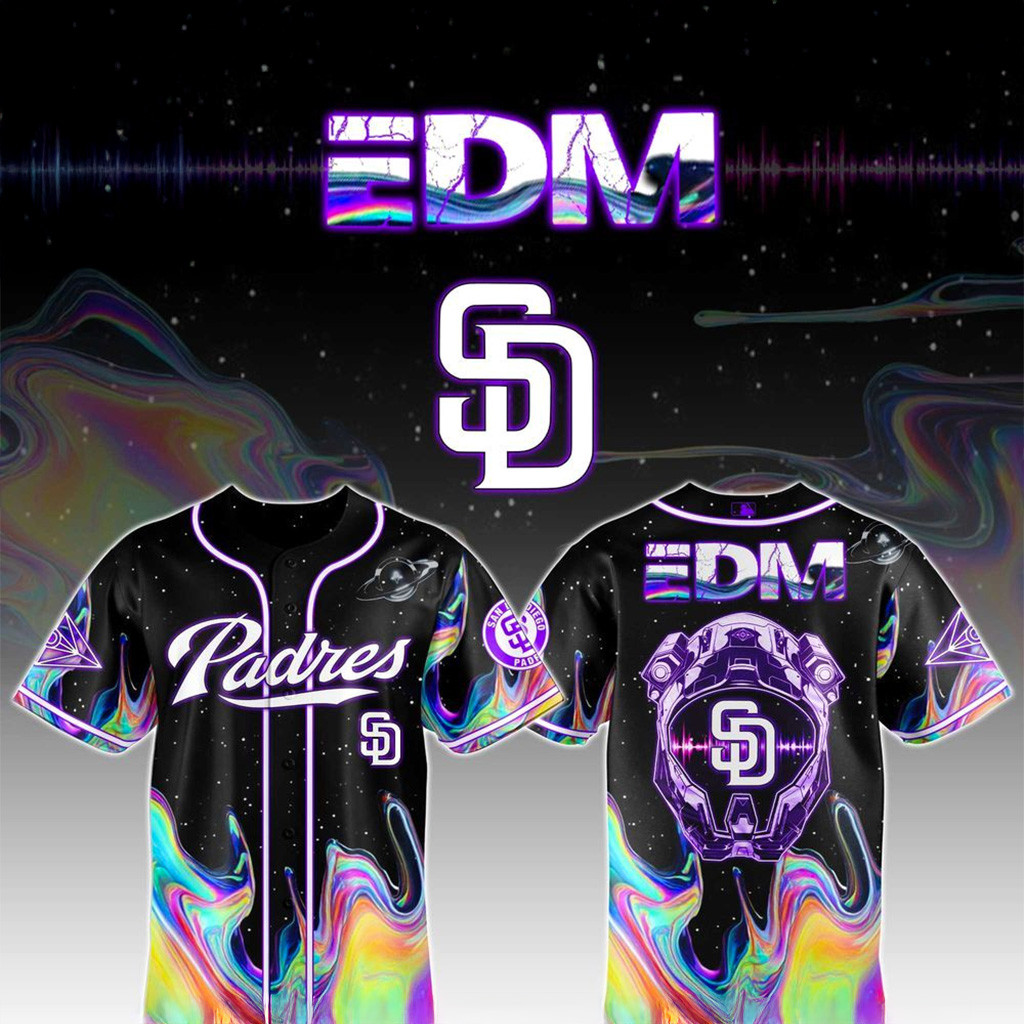 Edm Pulsebeat X San Diego Padres Galaxy Jersey Padres Merch Gifts For Boyfriend