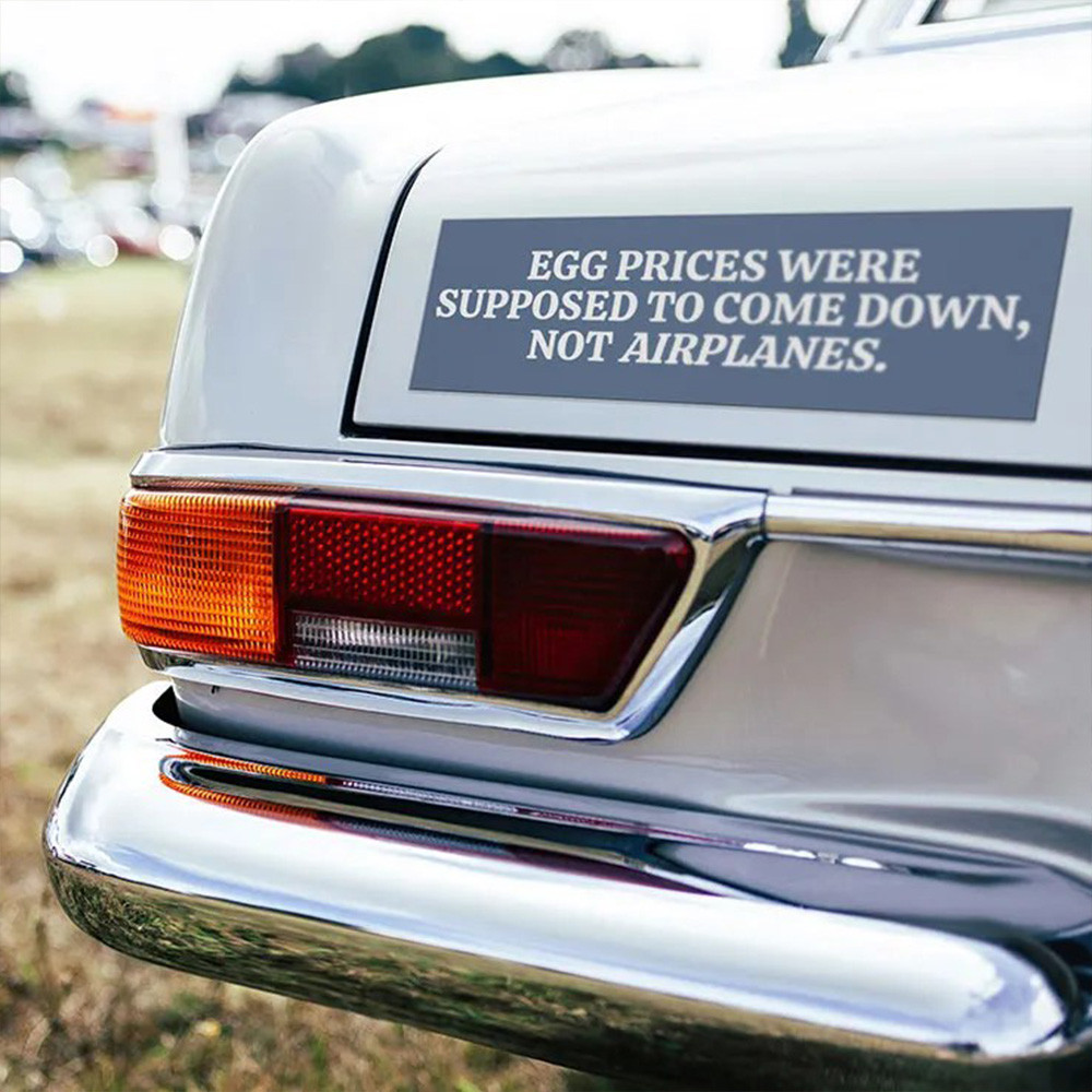 Egg Prices Were Supposed To Come Down Not Airplanes Car Magnet Funny Decal
