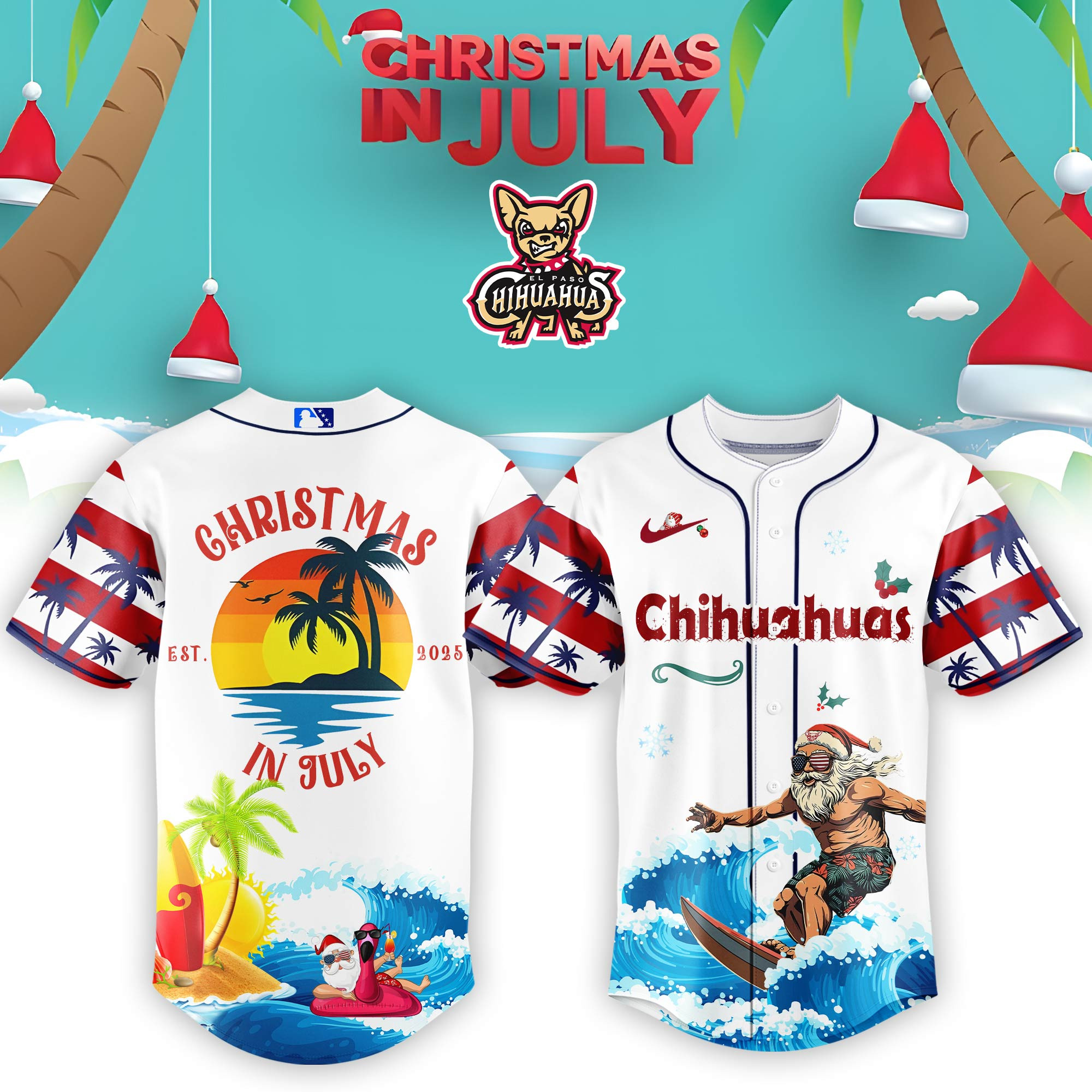 El Paso Chihuahuas Milb X Christmas In July Baseball Jersey For Fans