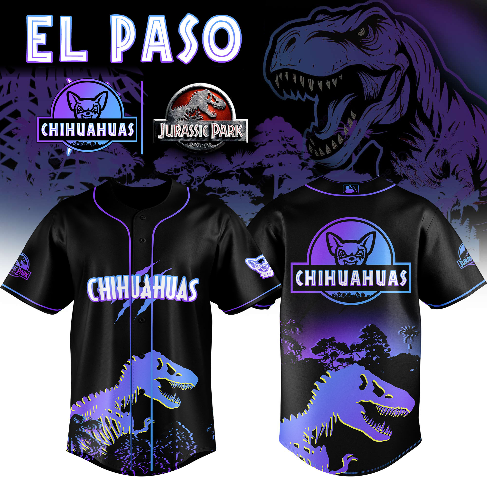 El Paso Chihuahuas Milb X Jurassic Park Night Baseball Jersey For Fans