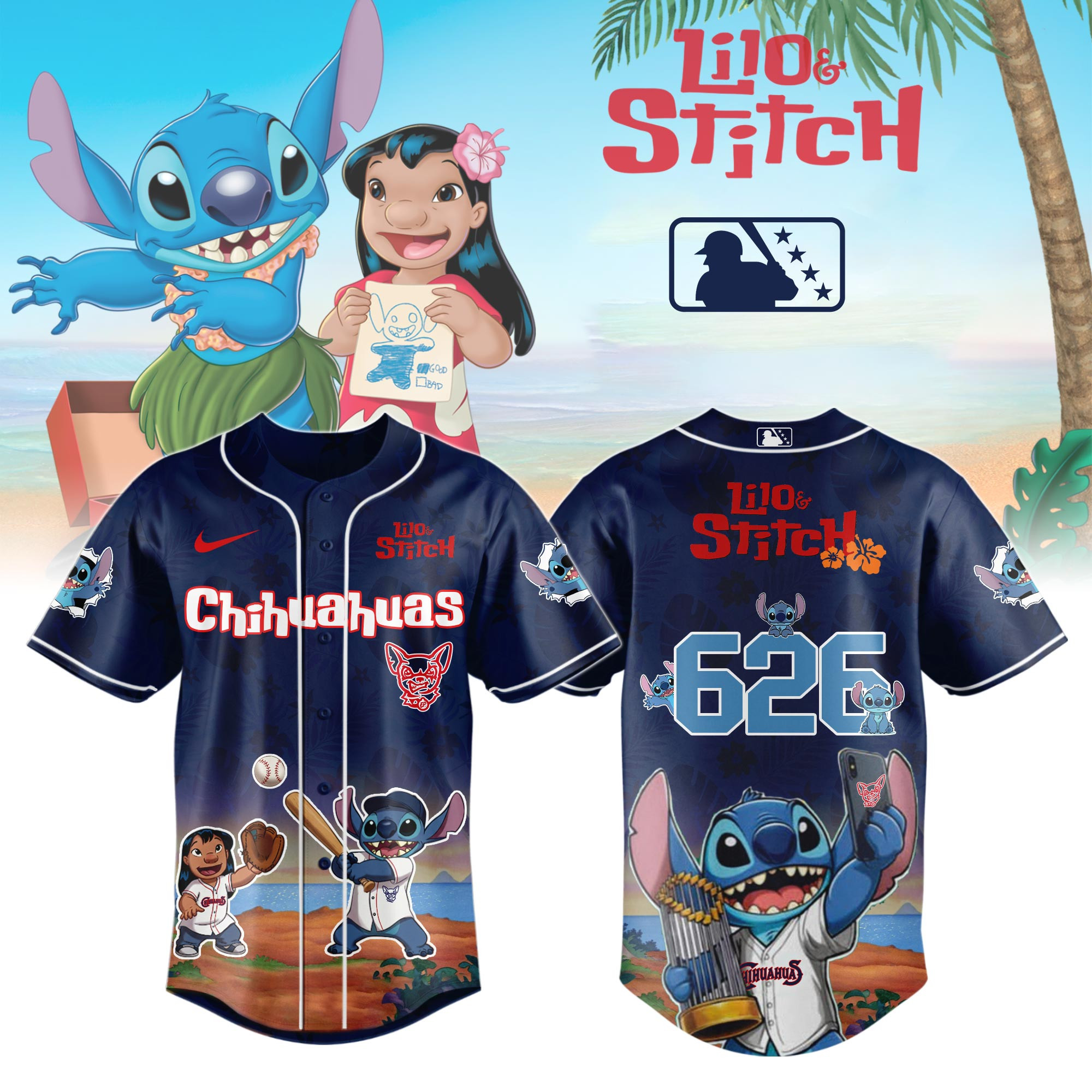El Paso Chihuahuas Milb X Lilo Stitch Personalized Baseball Jersey For Fans