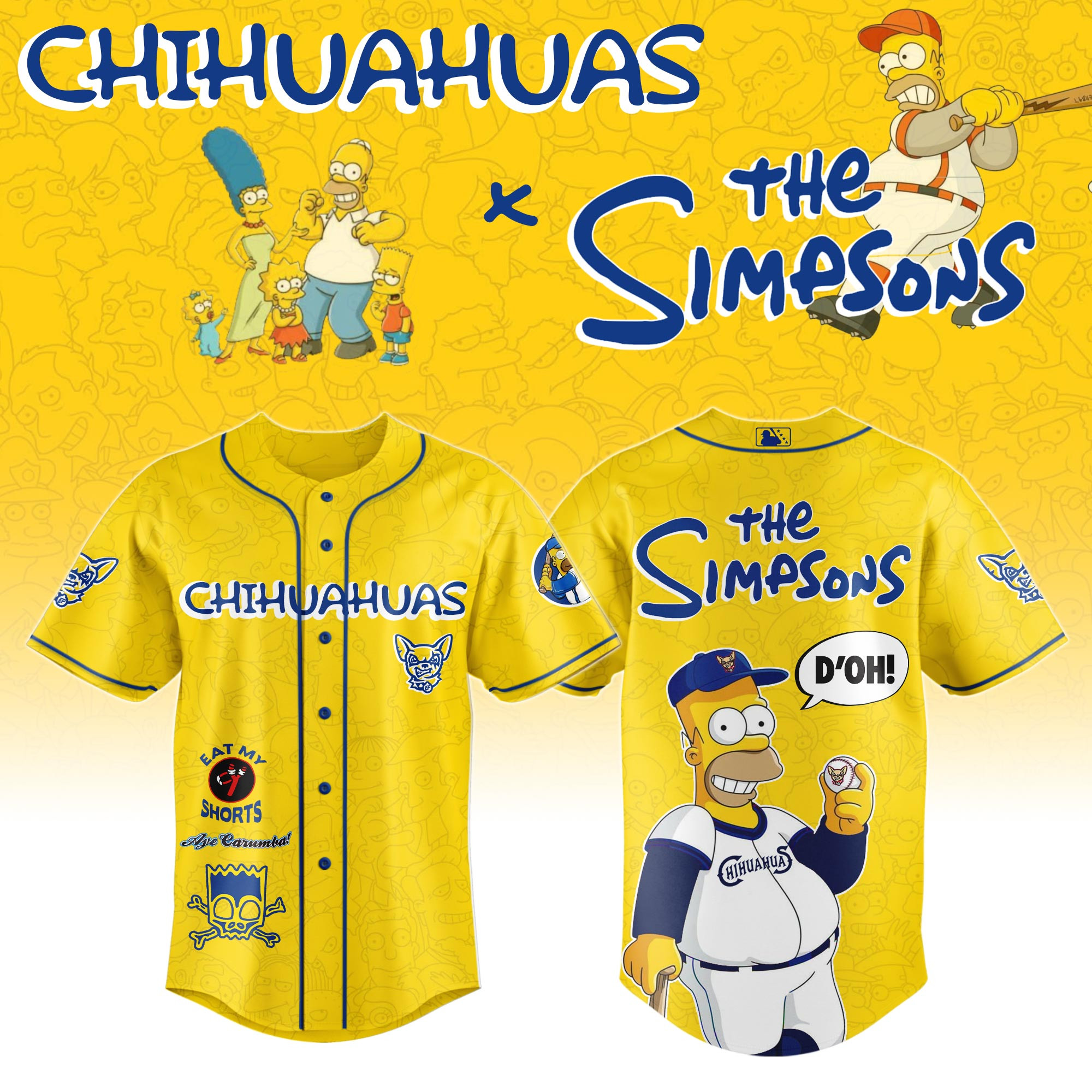 El Paso Chihuahuas Milb X Simpsons Baseball Jersey For Fans