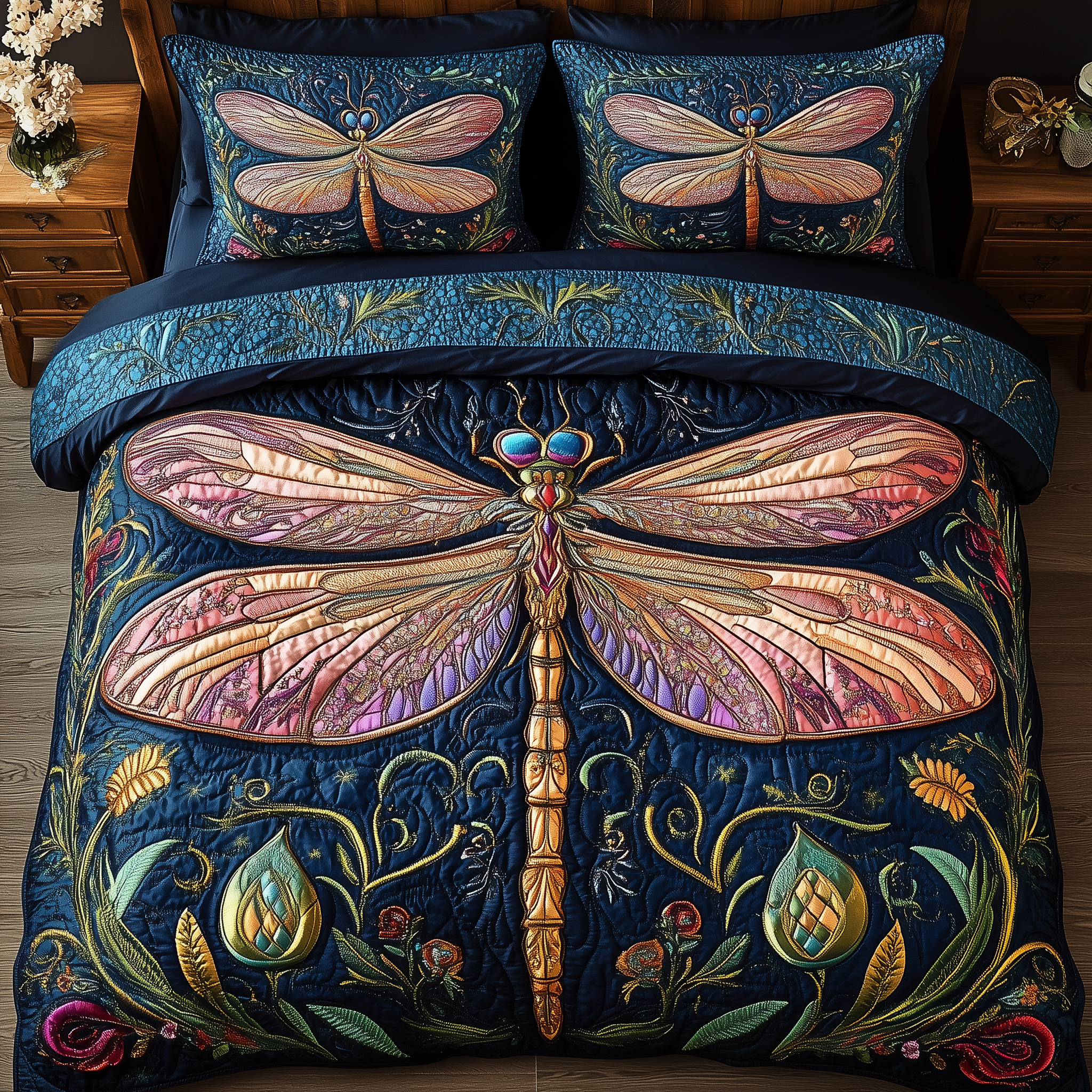 Elegance in Bloom Quilted Bedding Set Duvet Cover Bedspread Set Item First Fathers Day Gift