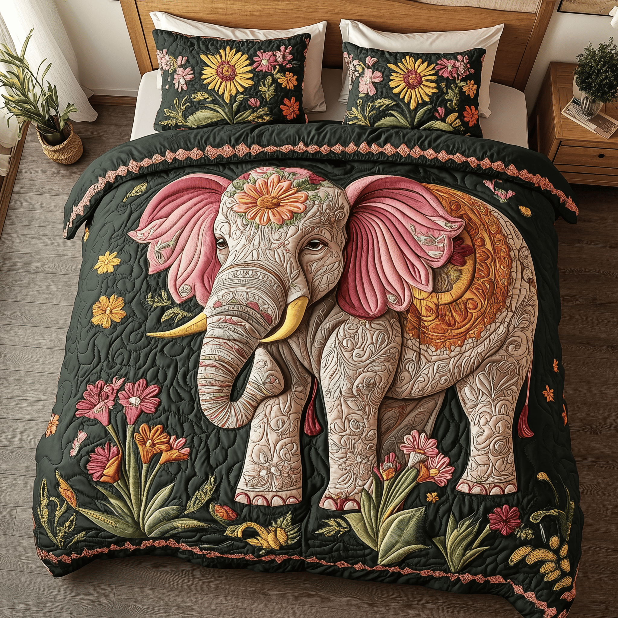 Elegant Bloom Path Quilted Bedding Set Best Duvet Cover Bedspread Set Dad Birthday Gifts