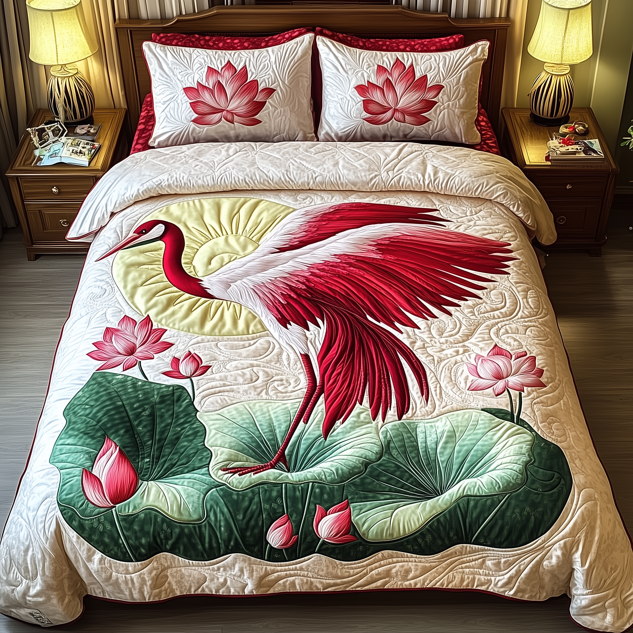Elegant Crane Quilted Bedding Set Awesome Mother's Day Daughter To Mum Gifts