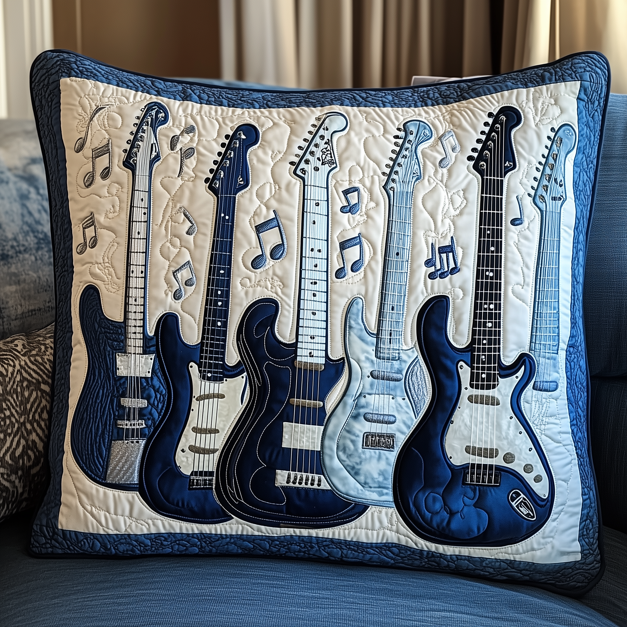 Elegant Guitar Quilted Pillow Case Pillow Protector Cover Best Christmas Presents For Guitarists