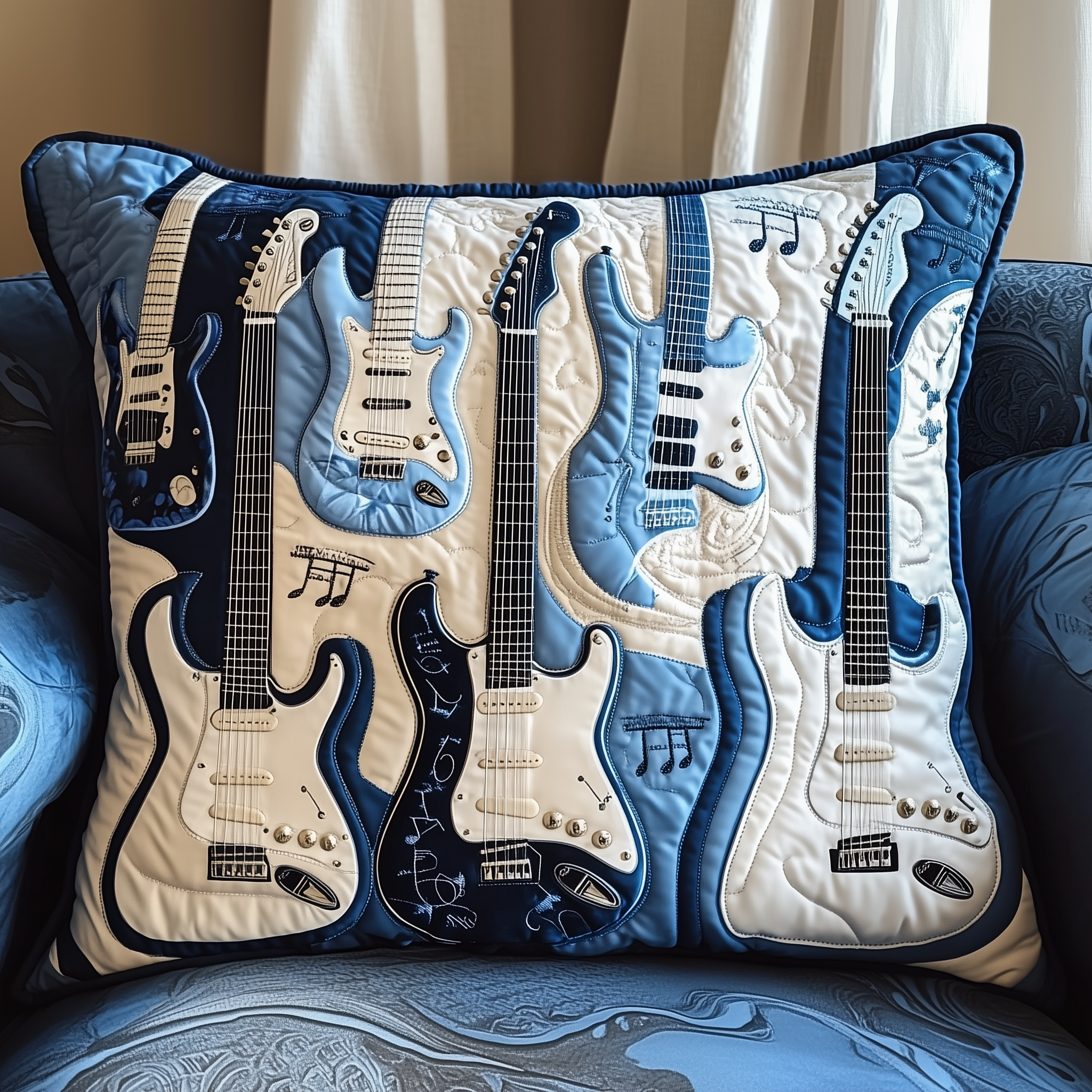 Elegant Guitar Quilted Pillow Case Throw Pillow Covers Cute Guitar Christmas Gift Ideas