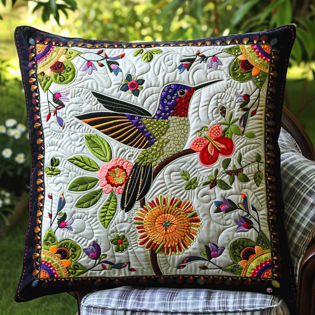 Elegant Hummingbird Quilt Pillow Case Beautiful Hummingbird Gifts Stuff Items