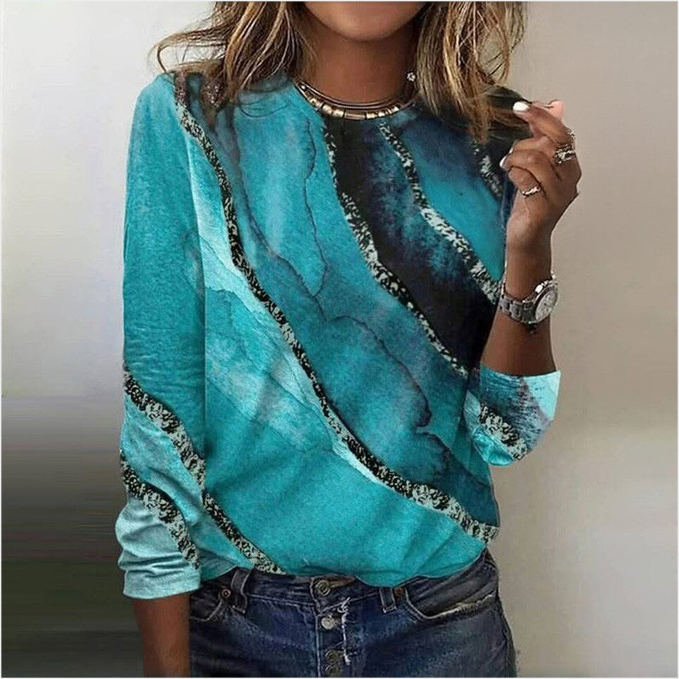 Elegant Marble Long Sleeve T-Shirt Great Women's Clothing Birthday Gifts For Friends