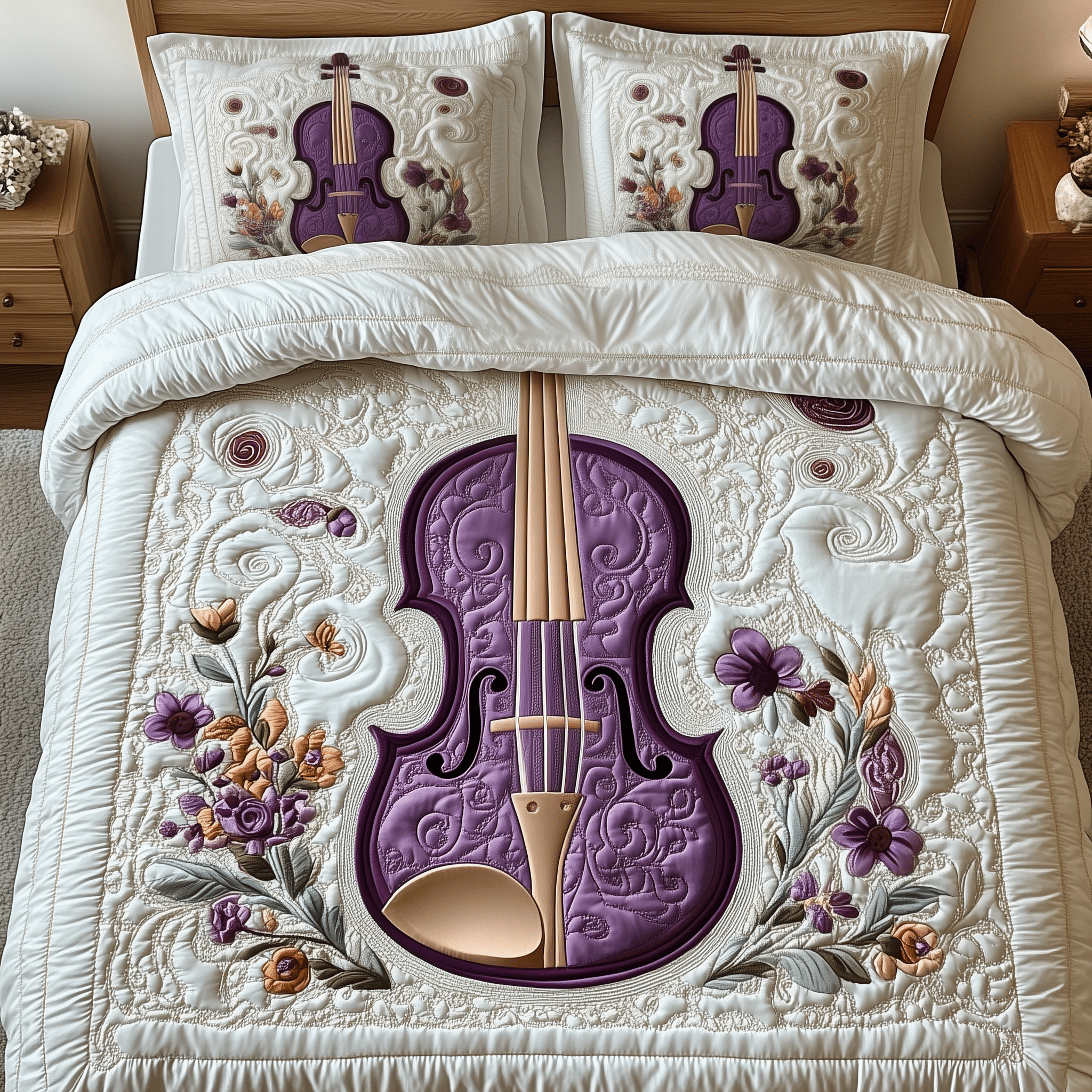 Elegant Violin Quilted Bedding Set  Stay warm this winter Christmas Ideas For Men
