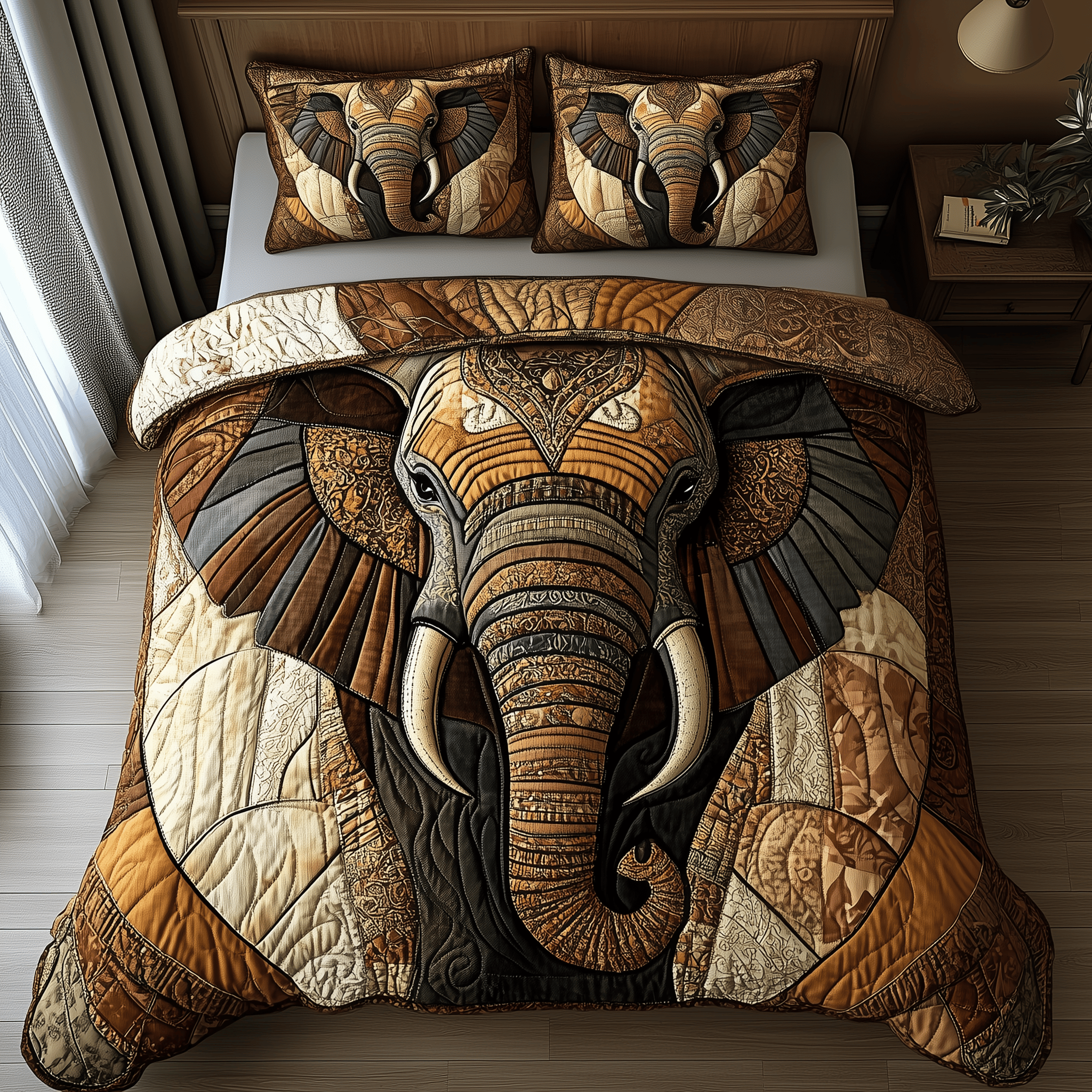 Elephant Whisper Quilted Bedding Set Best Father's Day Duvet Cover Set Elephant Anniversary Gifts