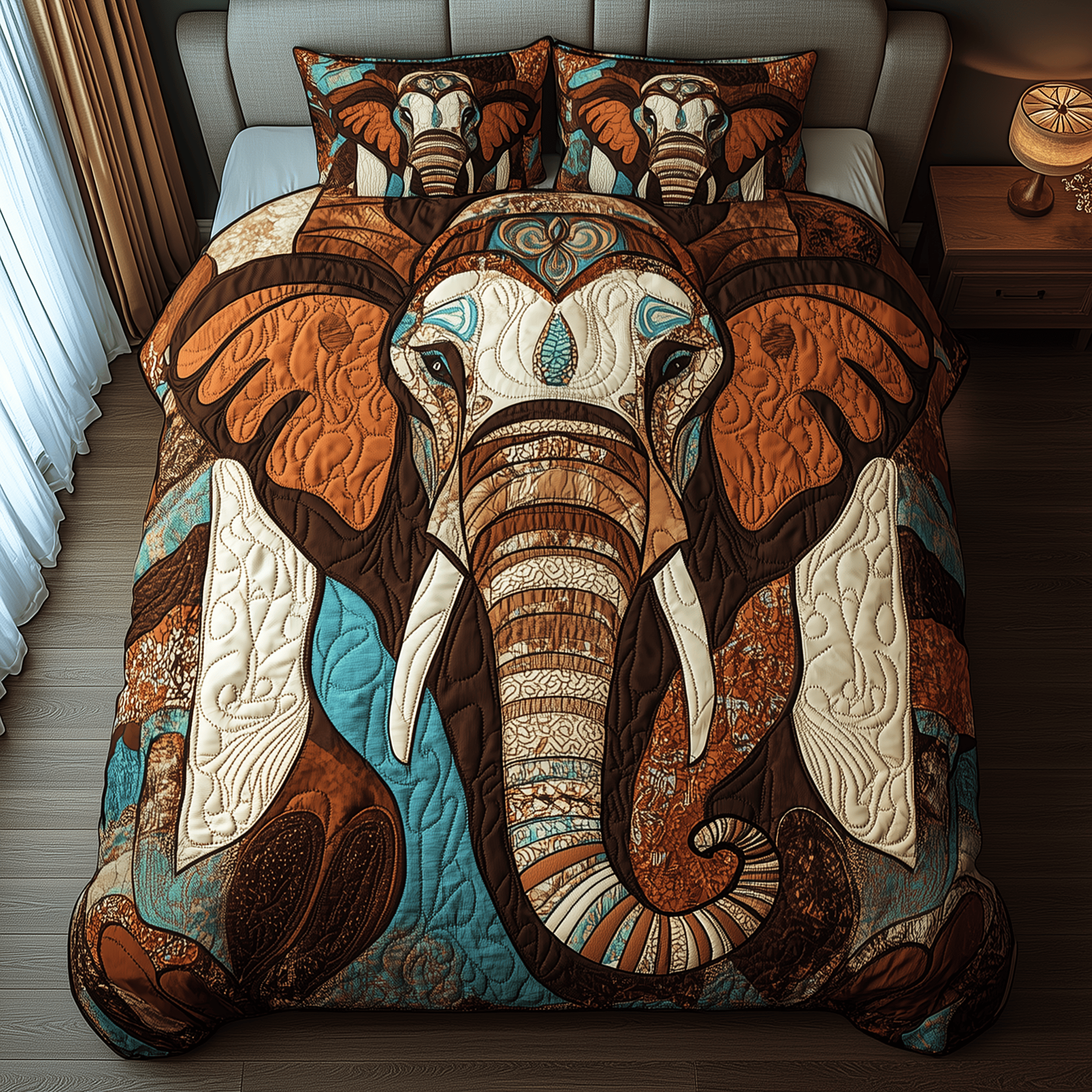 Elephant Whisper Quilted Bedding Set Best Father's Day Duvet Cover Set Gifts For Elephant Lovers