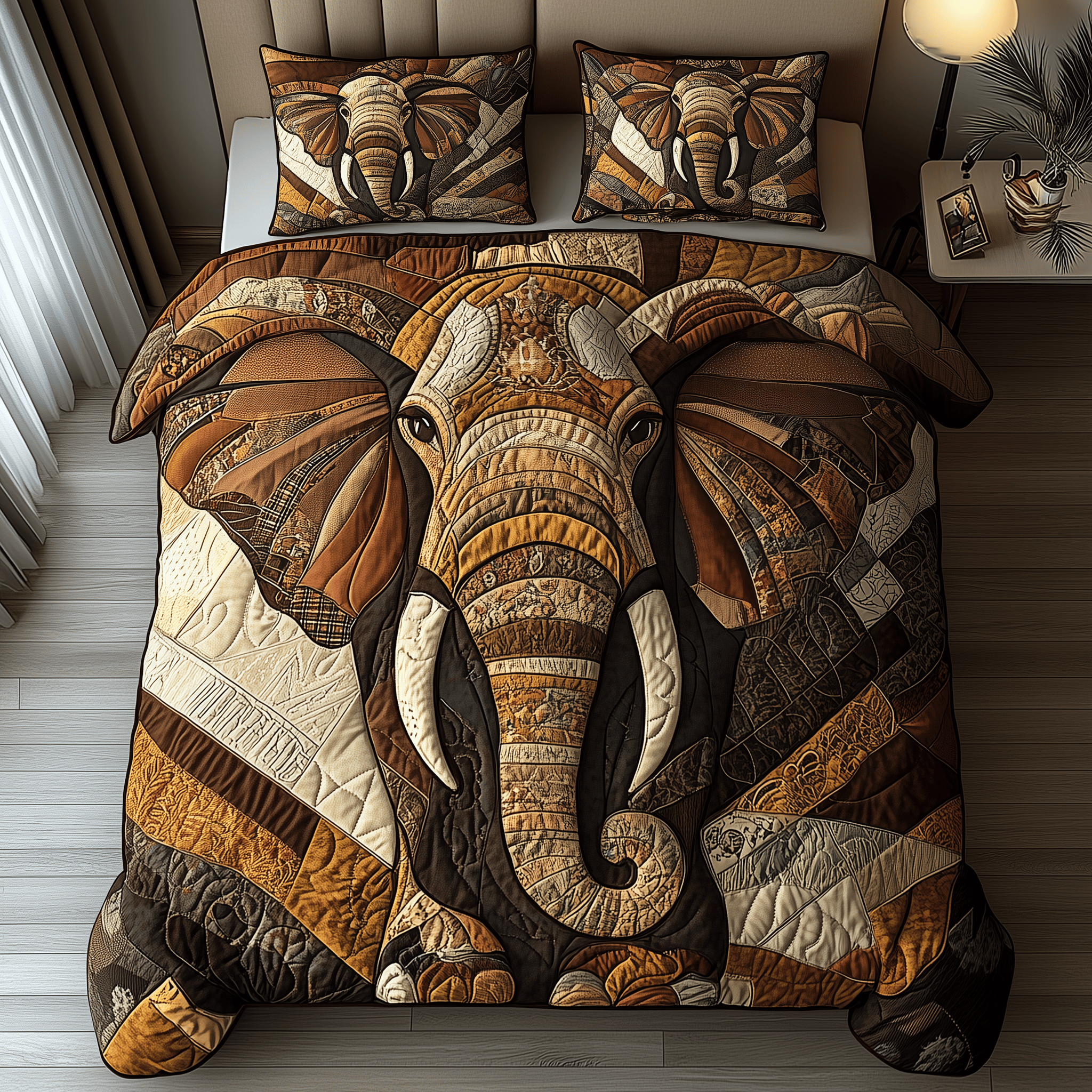 Elephant Whisper Quilted Bedding Set Best Father's Day Duvet Cover Set Presents For Elephant Lovers