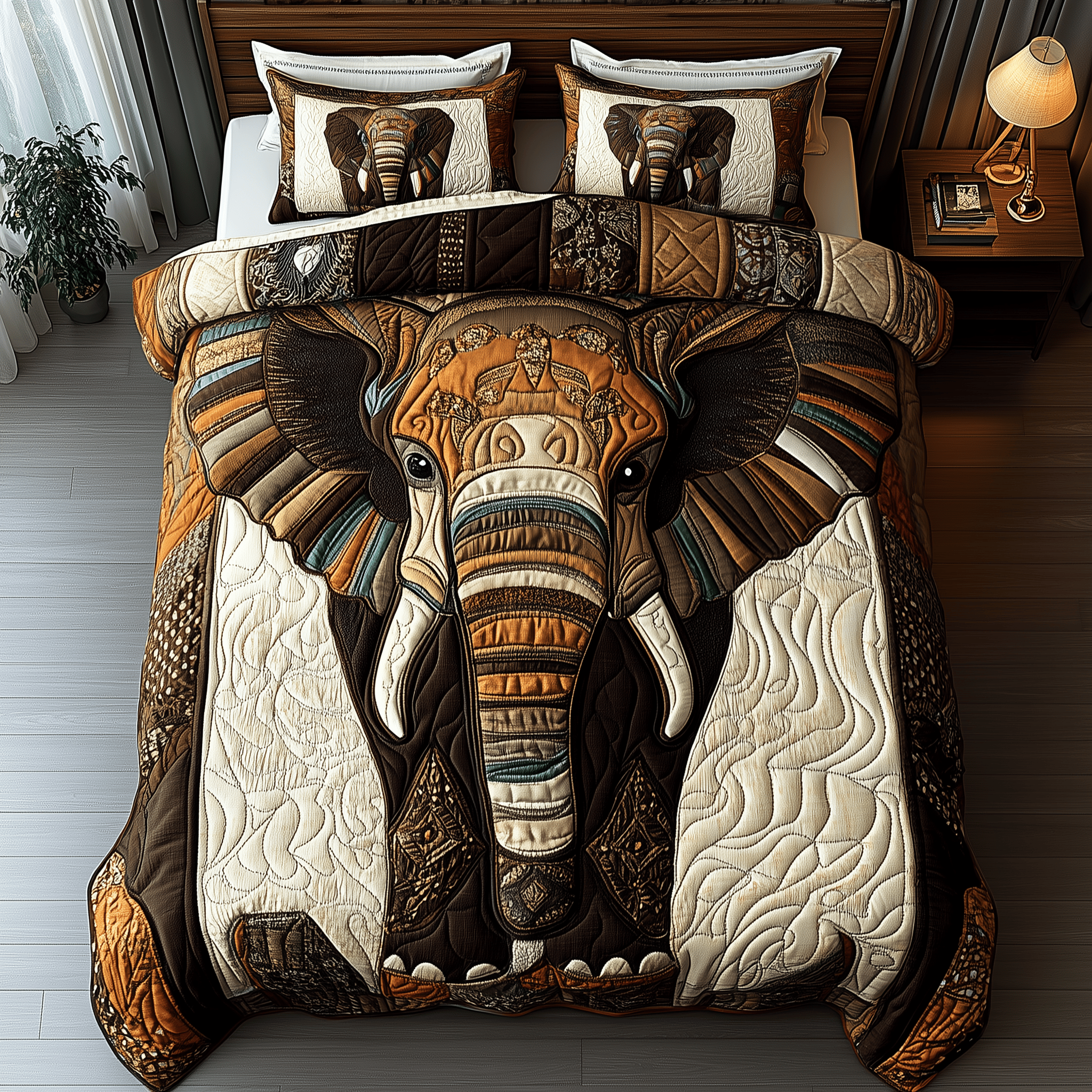 Elephant Whisper Quilted Bedding Set Best Father's Day Duvet Cover Set Unique Elephant Gifts