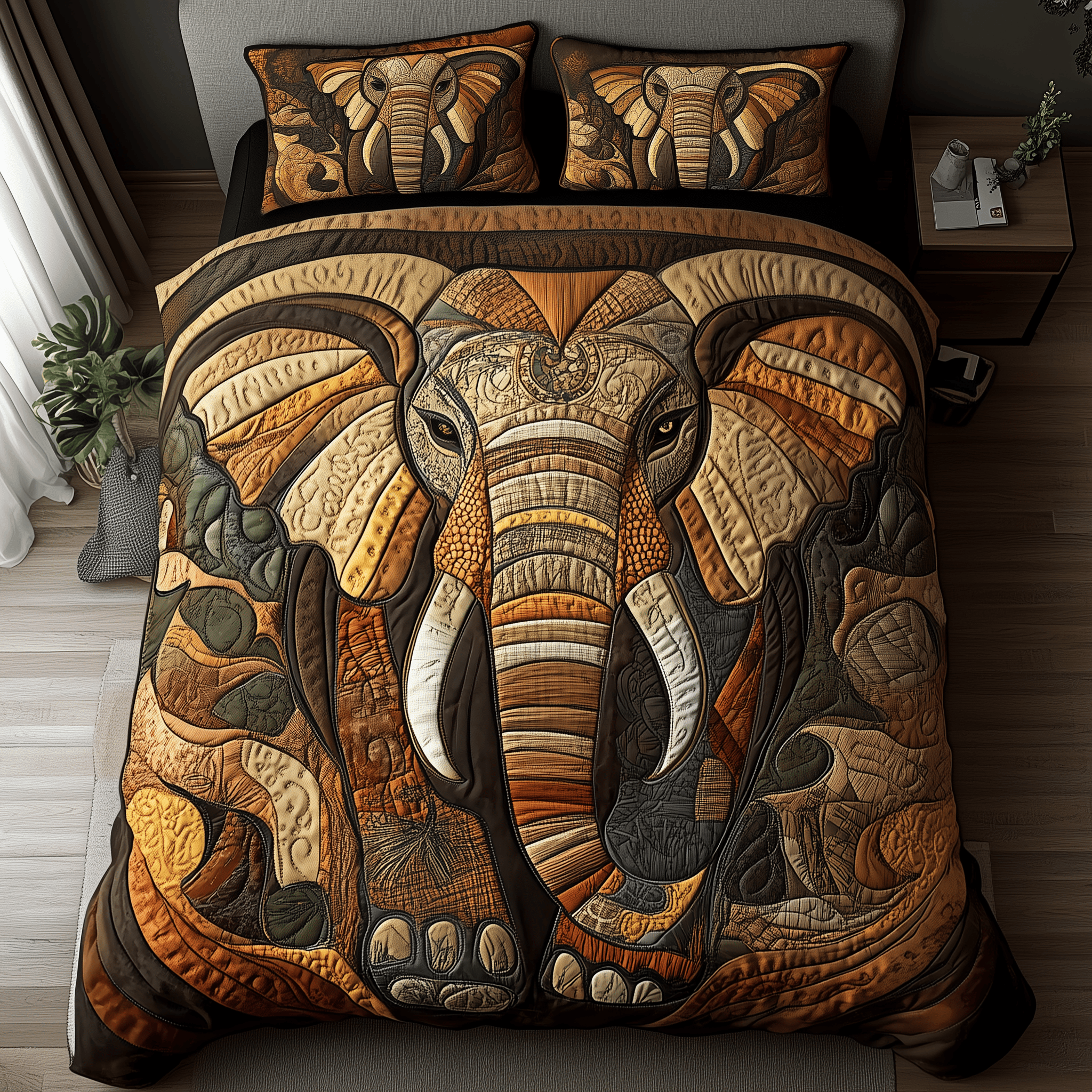 Elephant Whisper Quilted Bedding Set Best Mothers Day Duvet Cover Set Gifts For Adult Son