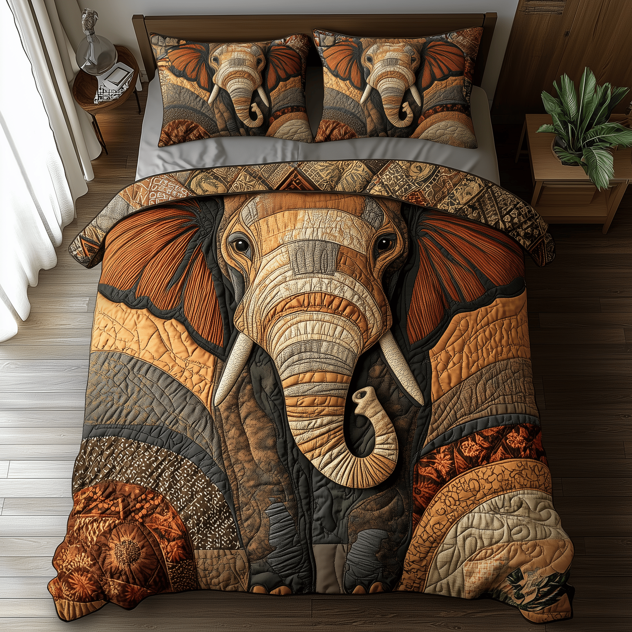 Elephant Whisper Quilted Bedding Set Best Mothers Day Duvet Cover Set Gifts For Son In Laws