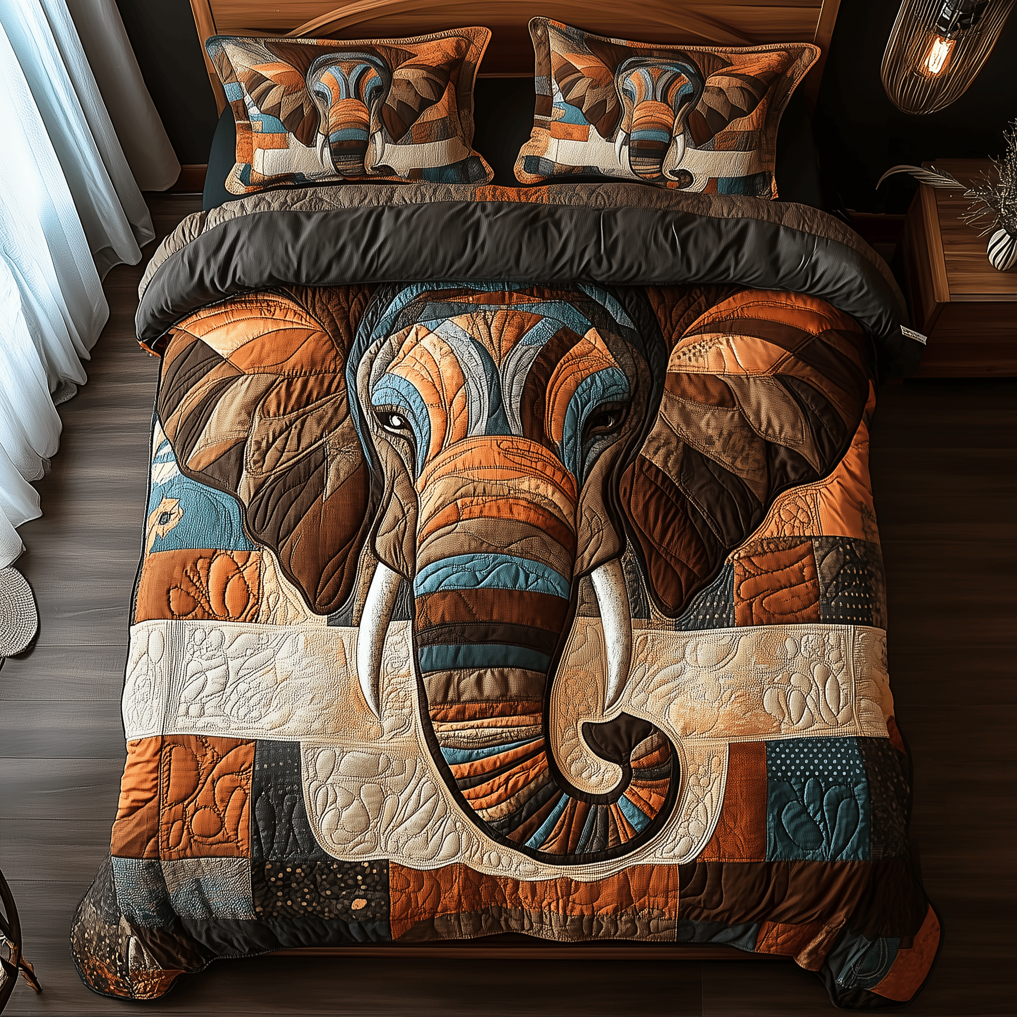 Elephant Whisper Quilted Bedding Set Best Mothers Day Duvet Cover Set Presents For Elephant Lovers