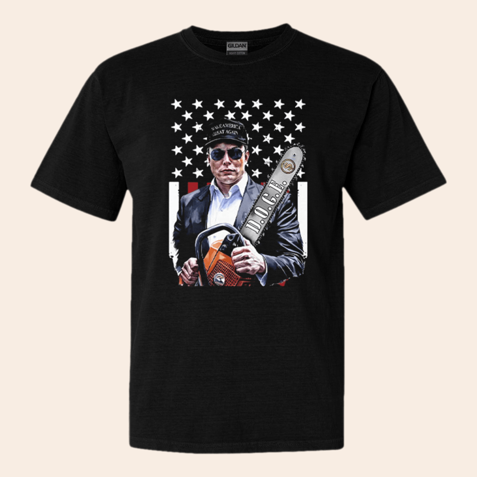 Elon Musk Chainsaw T-Shirt Funny Political Shirt Birthday Gifts For Dad Gifts For BFF