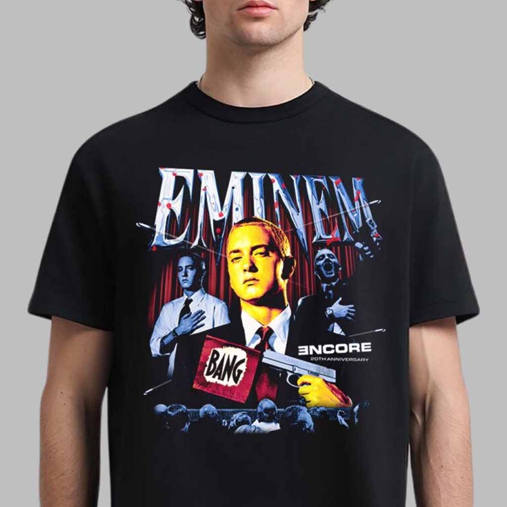 Eminem Encore 20th Bang Flag T-Shirt Eminem Merch Music Lovers Gifts