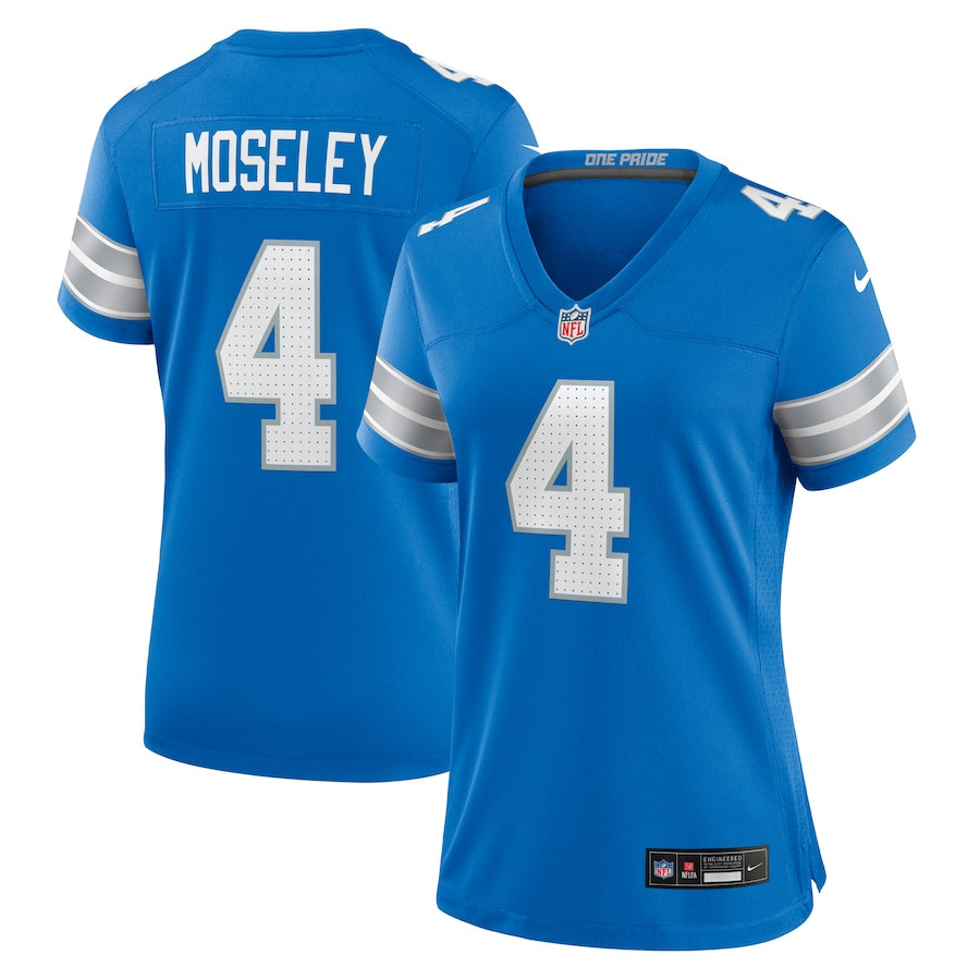 Emmanuel Moseley 4 Detroit Lions Women's Team Game Jersey - Blue - JS911