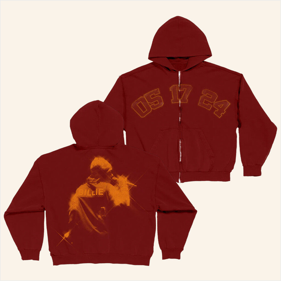 Encore Red Zip Hoodie Billie Eilish Merch Birthday Gifts For Fans Gifts For Besties