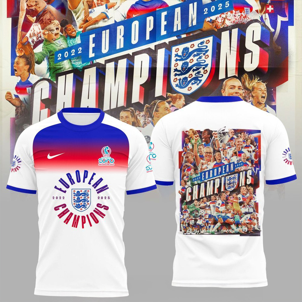 England Football Team Champions Of The UEFA Womens Euro 2025 T-Shirt Football Fan Gift Ideas