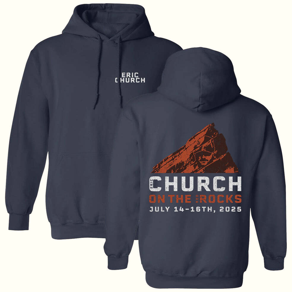 Eric Church Merch Red Rocks Event Navy Hoodie Best Gifts For Boyfriend Gifts For Besties