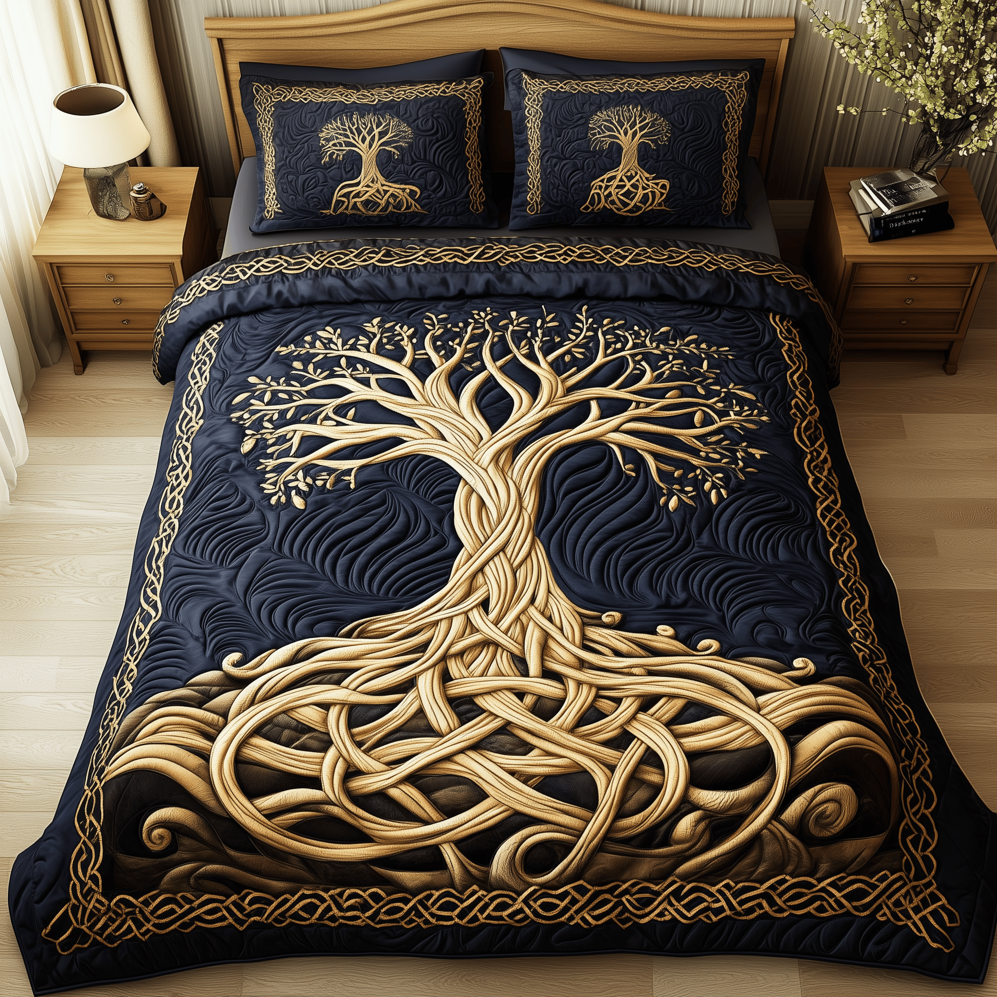 Eternal Tree Of Life Quilted Bedding Set Best Duvet Cover Bedspread Set Daughter To Mum Gifts