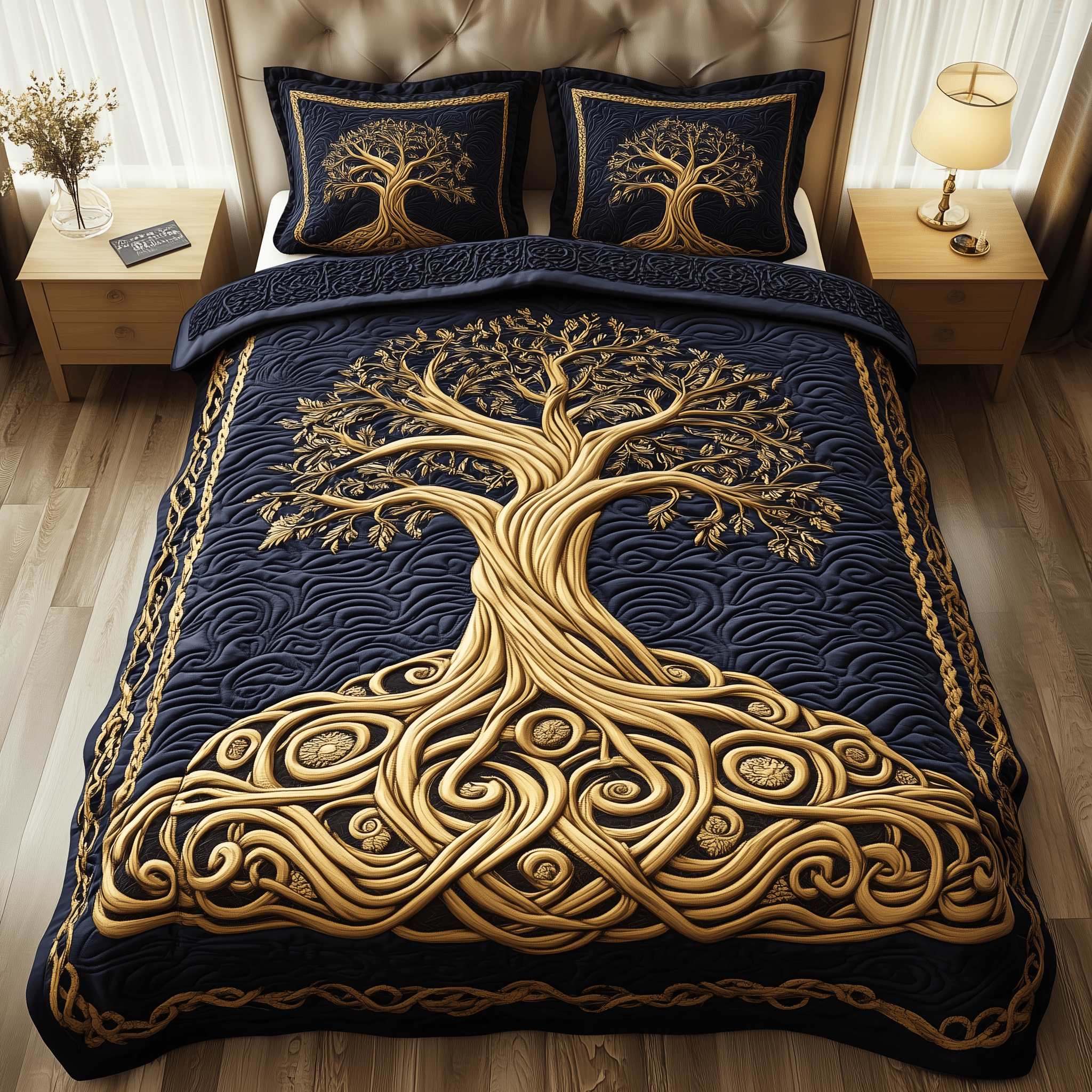Eternal Tree Of Life Quilted Bedding Set Best Duvet Cover Bedspread Set Father Daughter Gifts For Dad