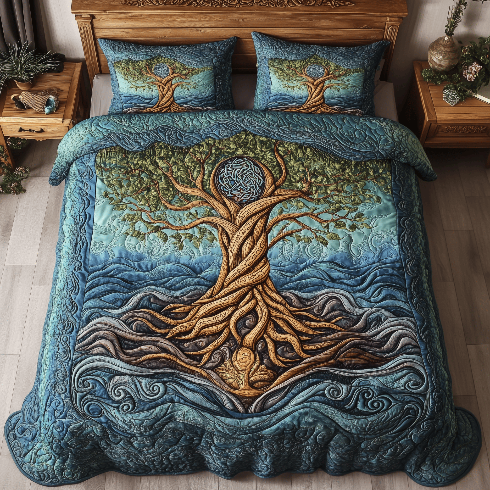 Eternal Tree Of Life Quilted Bedding Set Best Duvet Cover Bedspread Set Gift For Daughter
