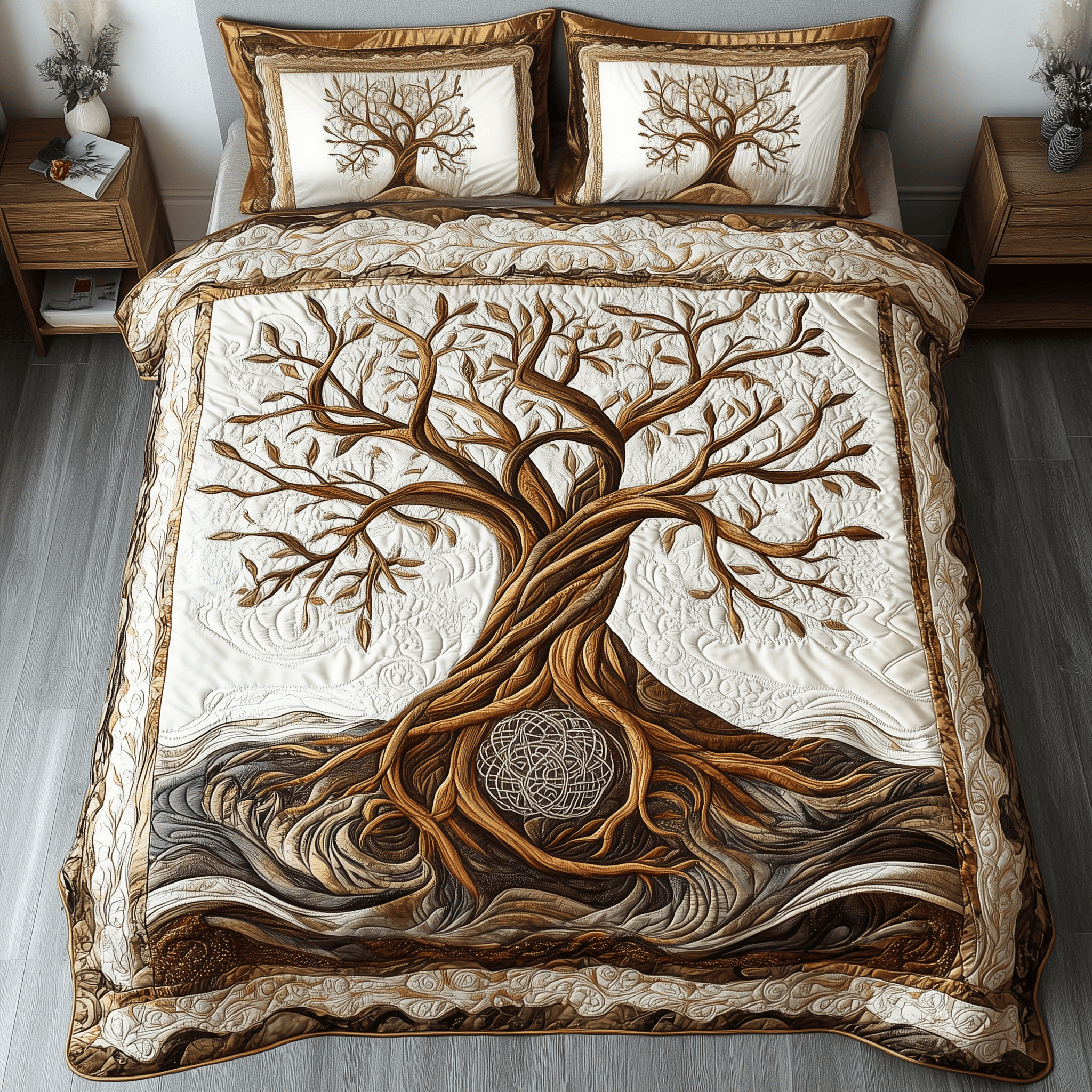 Eternal Tree Of Life Quilted Bedding Set Best Duvet Cover Bedspread Set Gift For Son