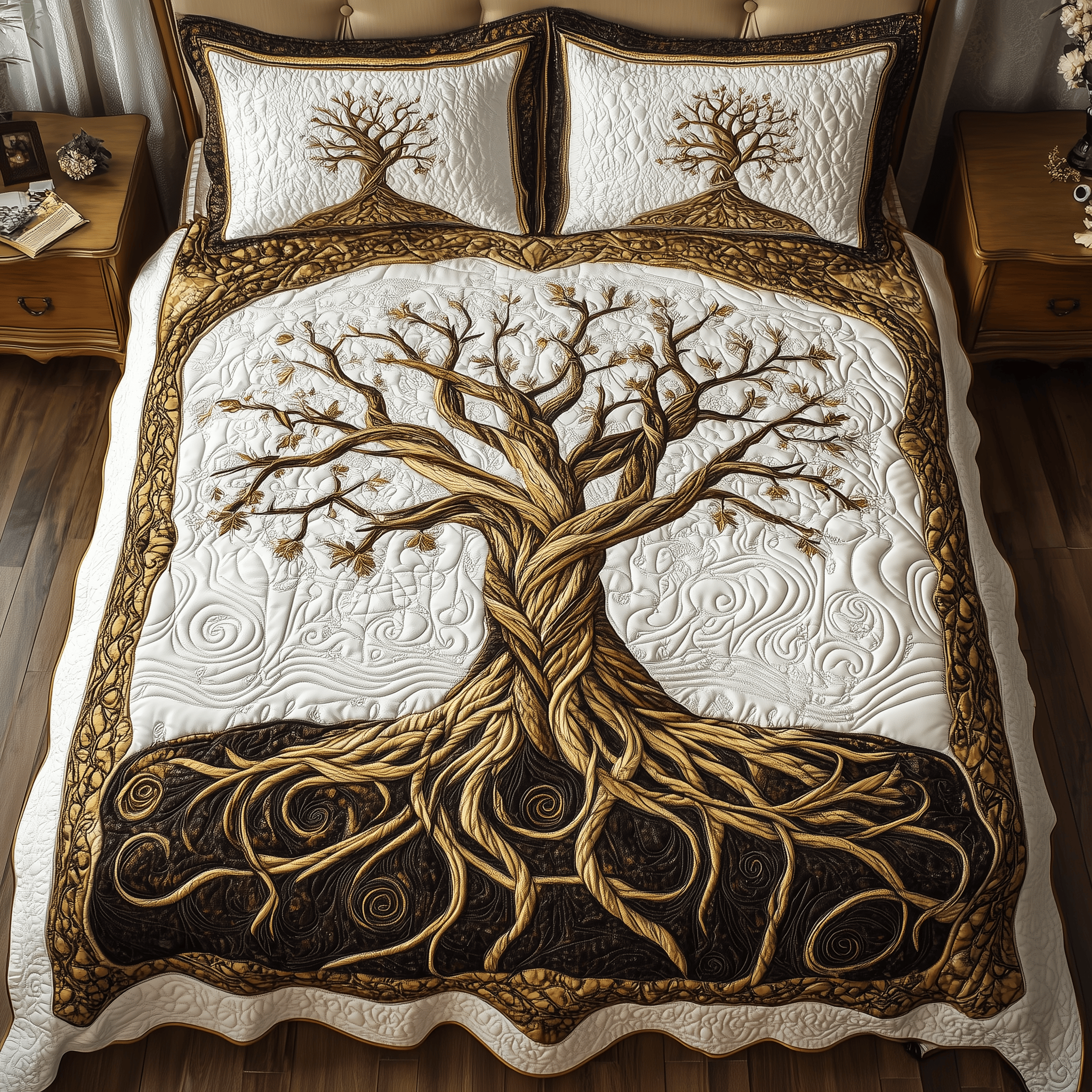 Eternal Tree Of Life Quilted Bedding Set Best Duvet Cover Bedspread Set Gifts For Adult Son