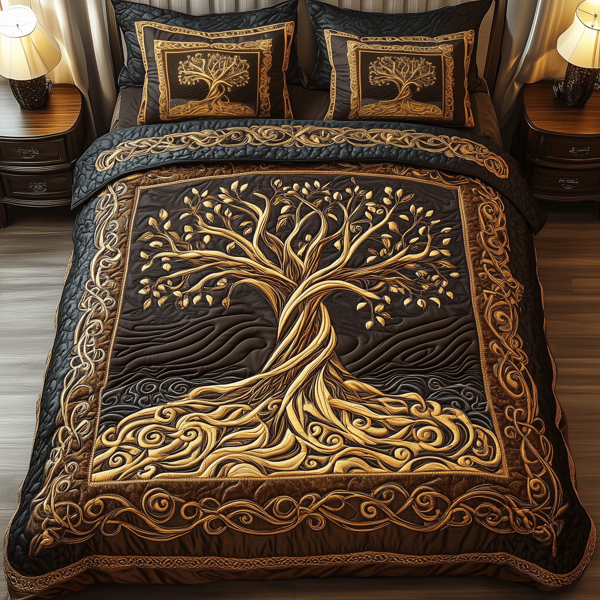Eternal Tree Of Life Quilted Bedding Set Best Duvet Cover Bedspread Set Gifts For Your Daughter