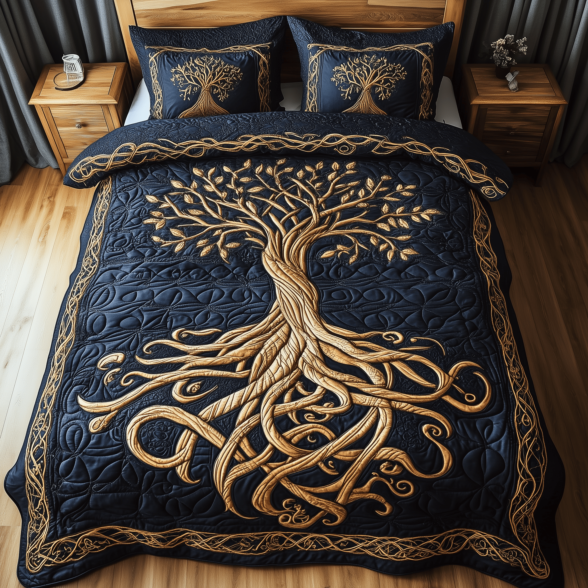 Eternal Tree Of Life Quilted Bedding Set Best Duvet Cover Bedspread Set Gifts To Daughter From Mom