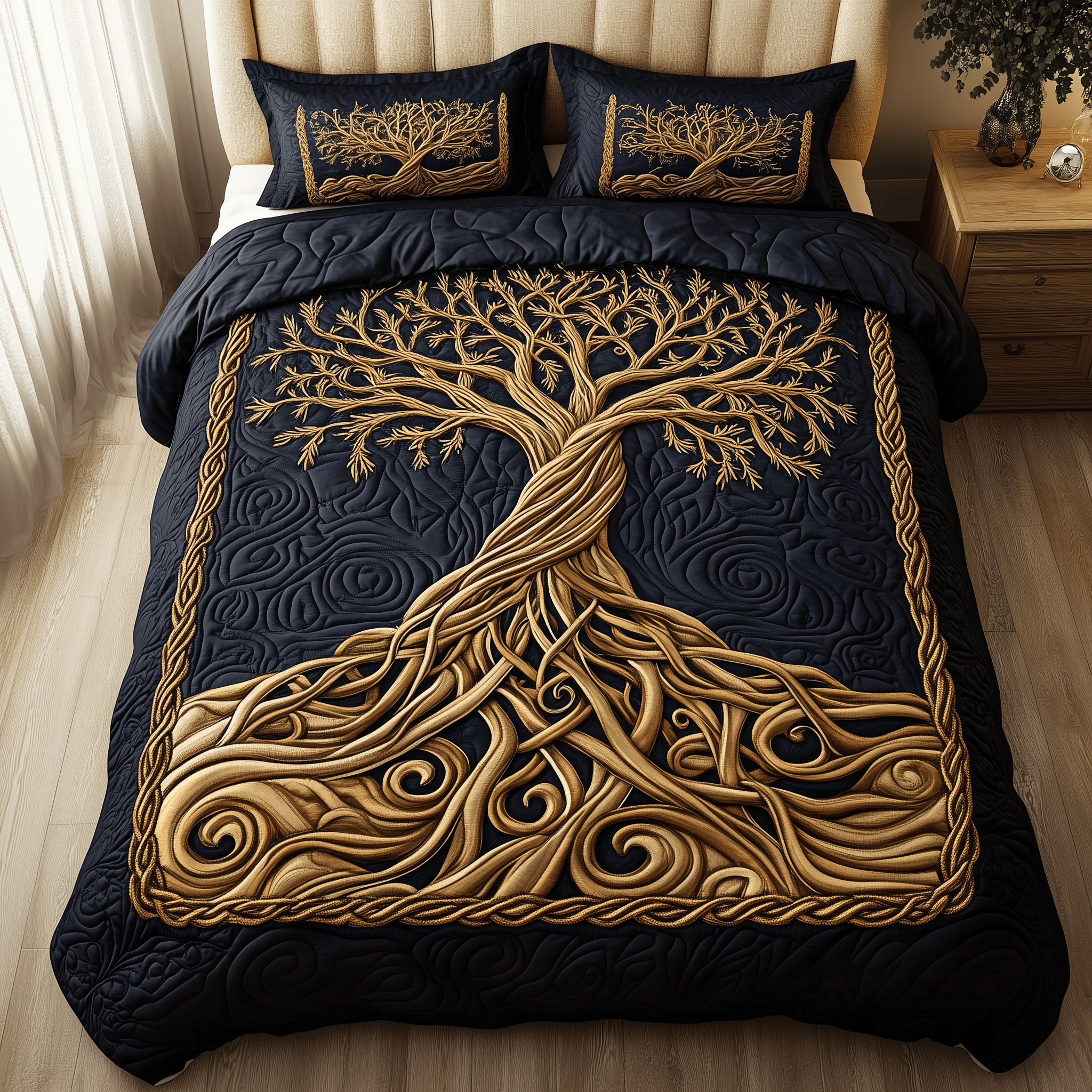 Eternal Tree Of Life Quilted Bedding Set Best Duvet Cover Bedspread Set Mom And Daughter Gifts