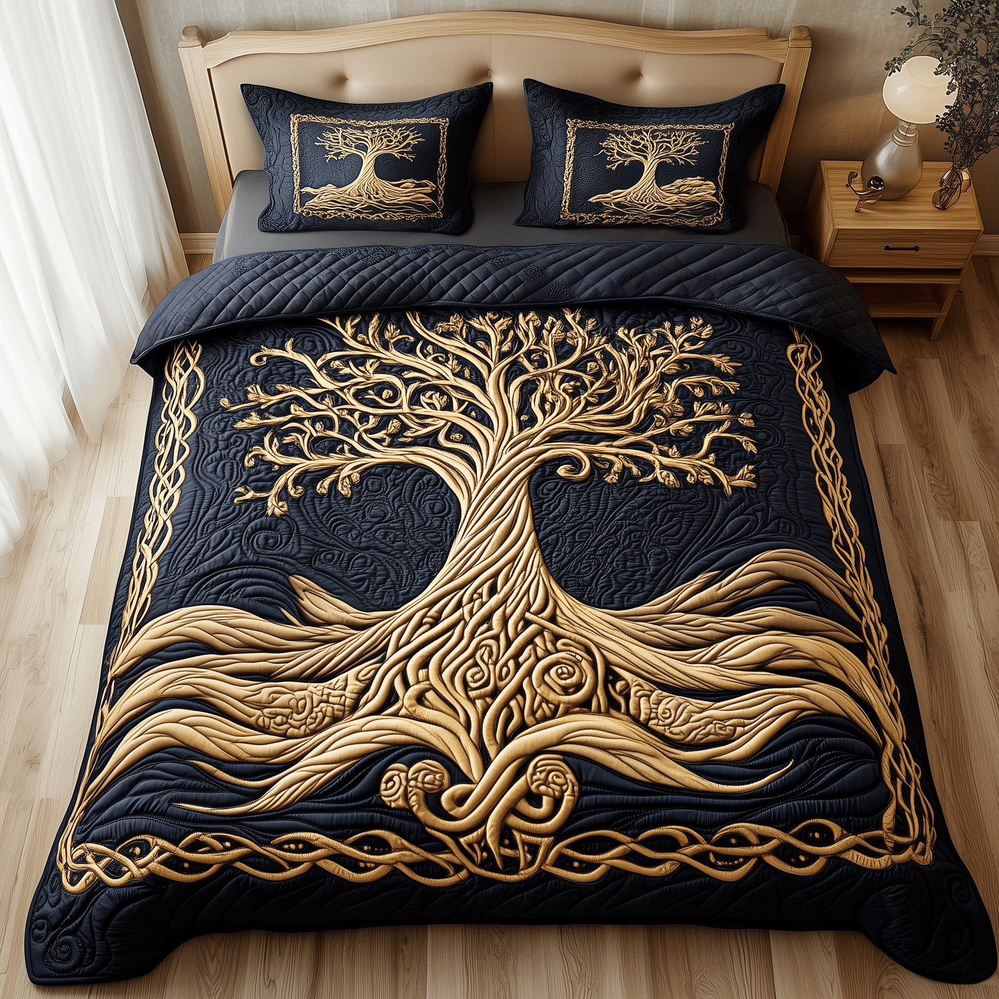 Eternal Tree Of Life Quilted Bedding Set Best Duvet Cover Bedspread Set Mother Daughter Presents