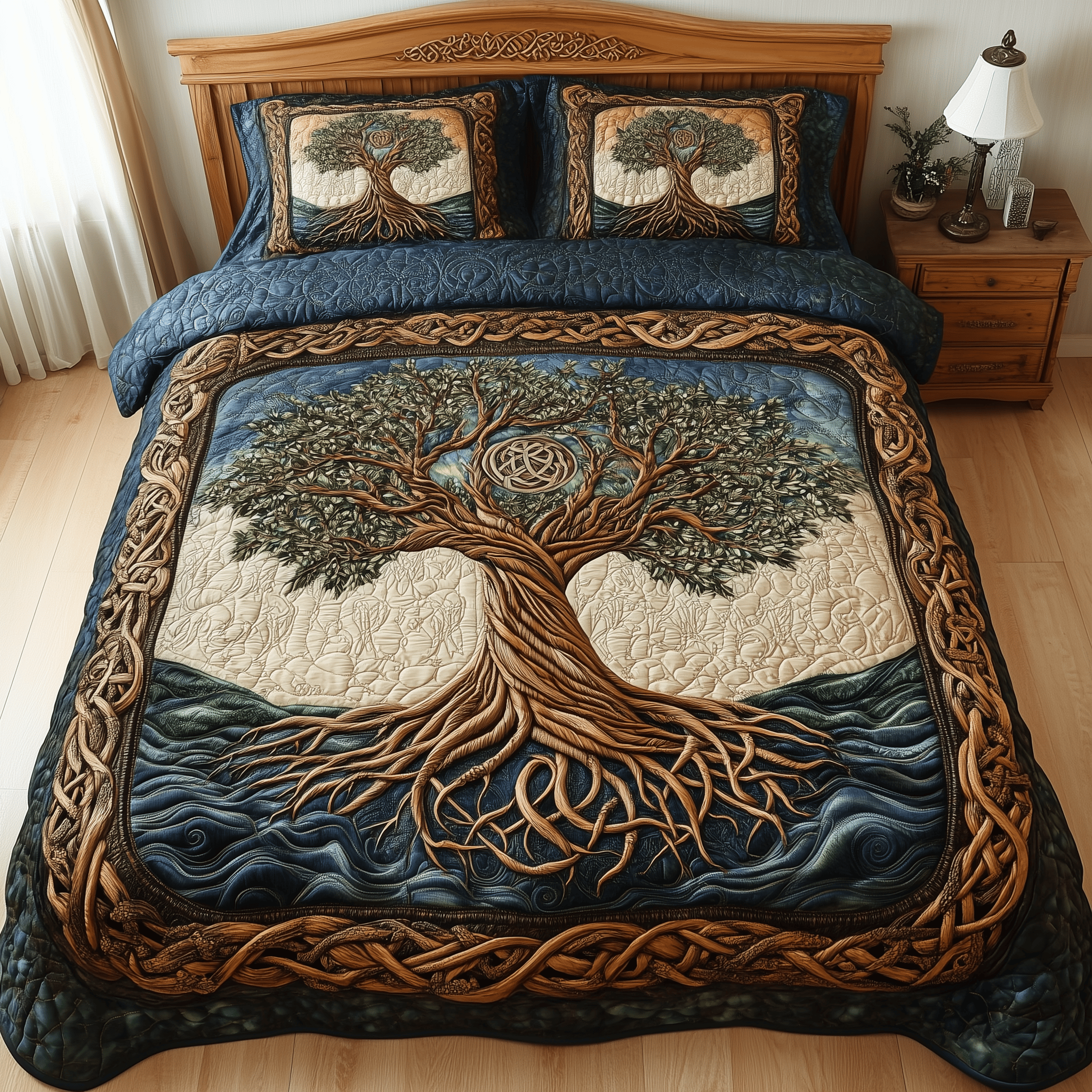 Eternal Tree Of Life Quilted Bedding Set Best Duvet Cover Bedspread Set Presents For Daughter