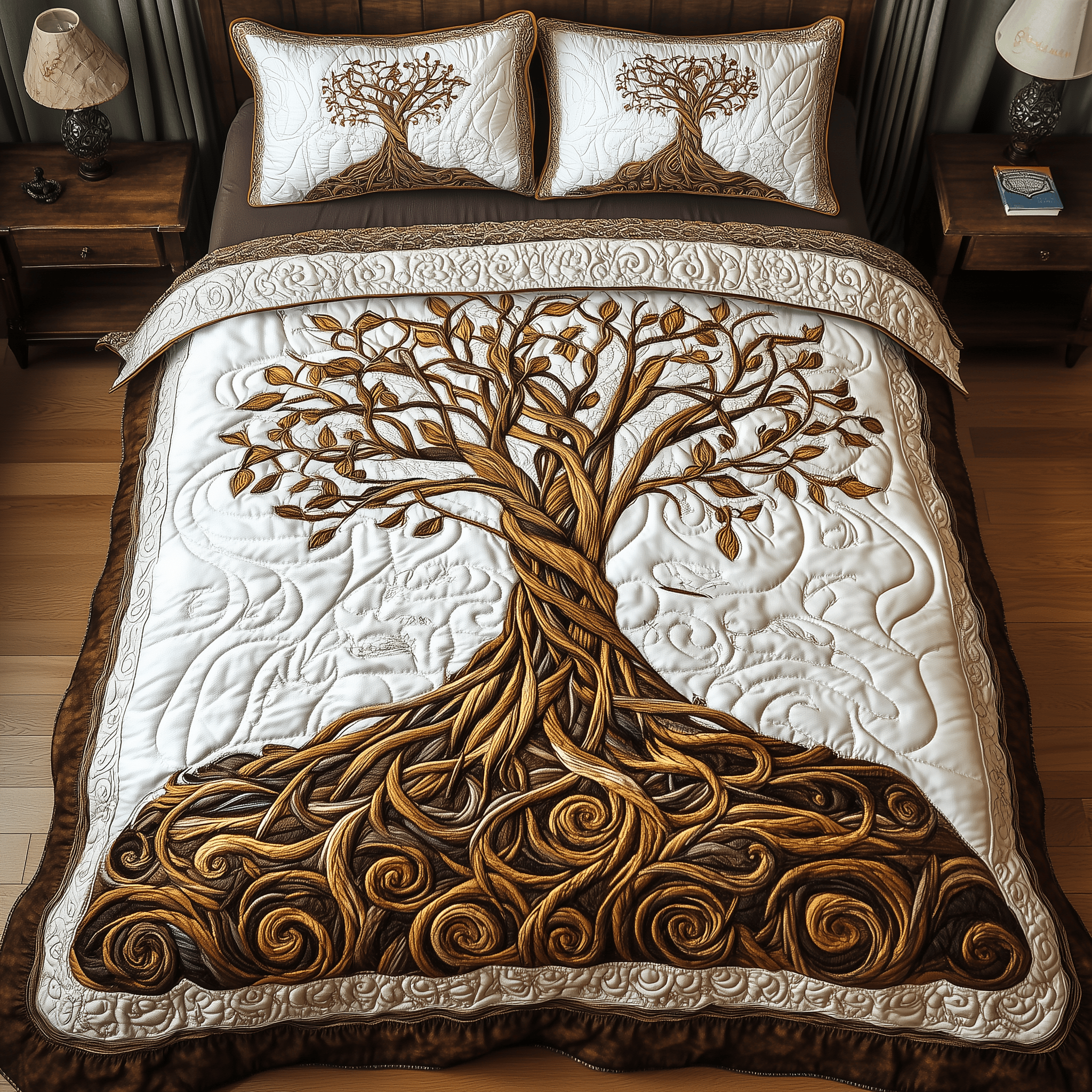 Eternal Tree Of Life Quilted Bedding Set Best Duvet Cover Bedspread Set Son To Mother Gifts