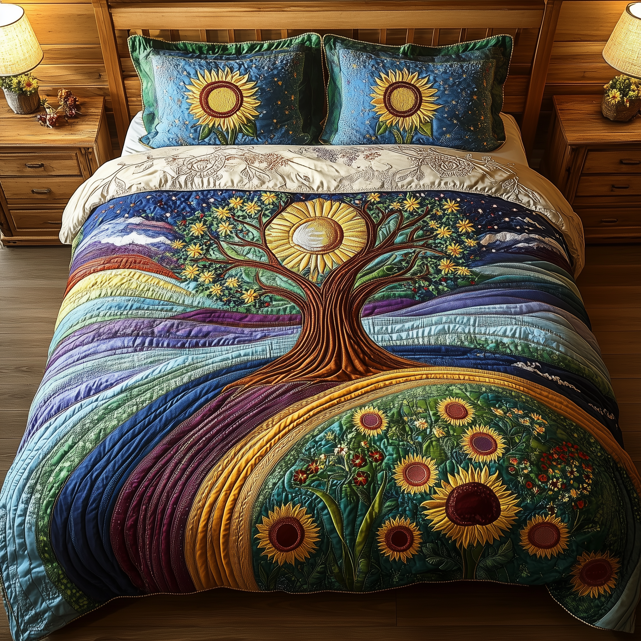 Eternal Tree of Life Quilted Bedding Set Duvet Cover Bedspread Set Item Great Presents For Grandma