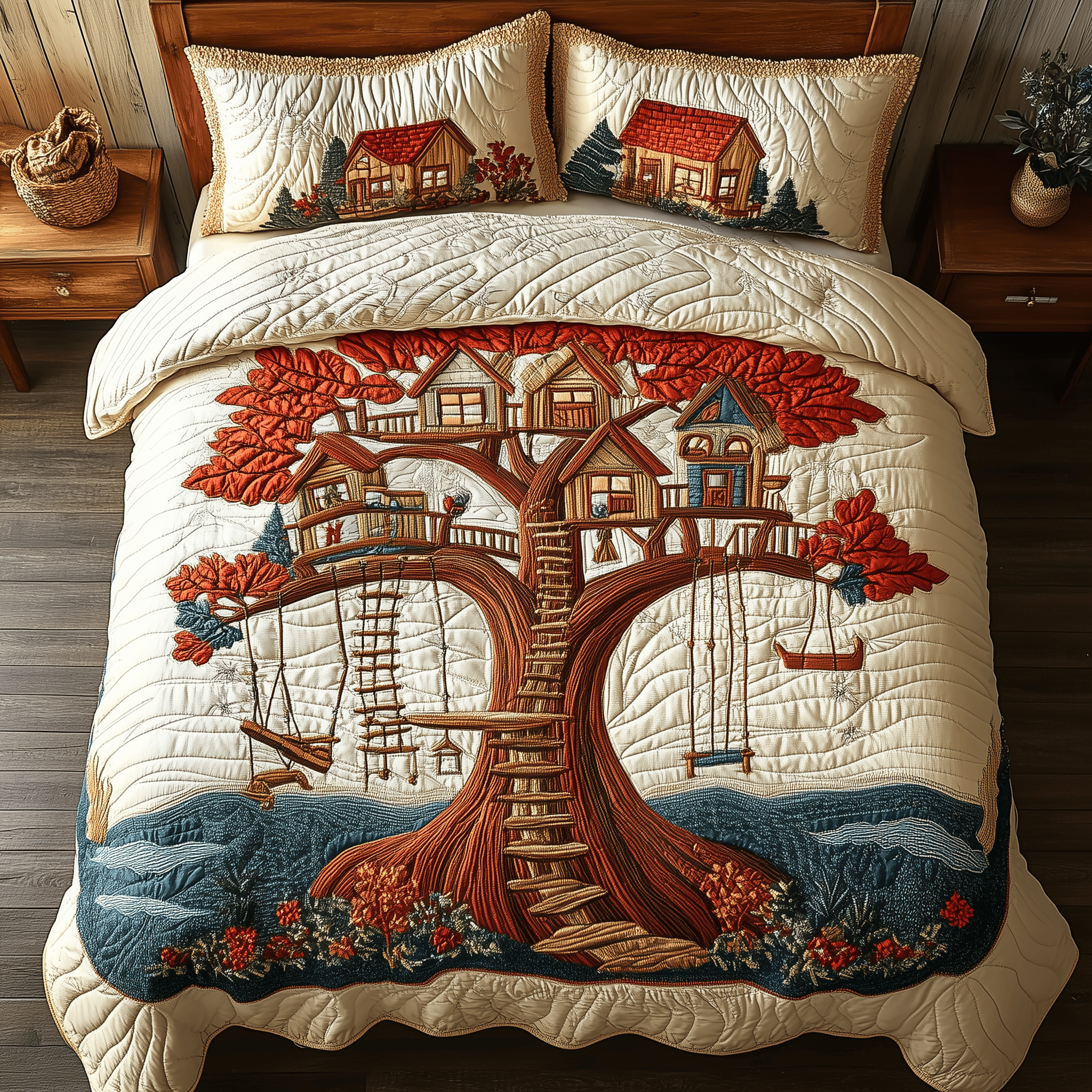 Eternal Tree of Life Quilted Bedding Set Duvet Cover Bedspread Set Item Mother's Day Unique Gift For Grandma