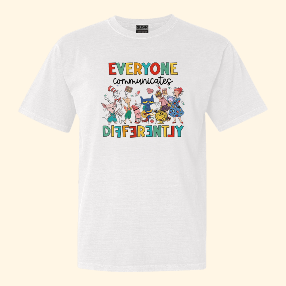 Everyone Communicates Differently Autism Awareness Shirt Funny Retro Birthday Gifts For Him