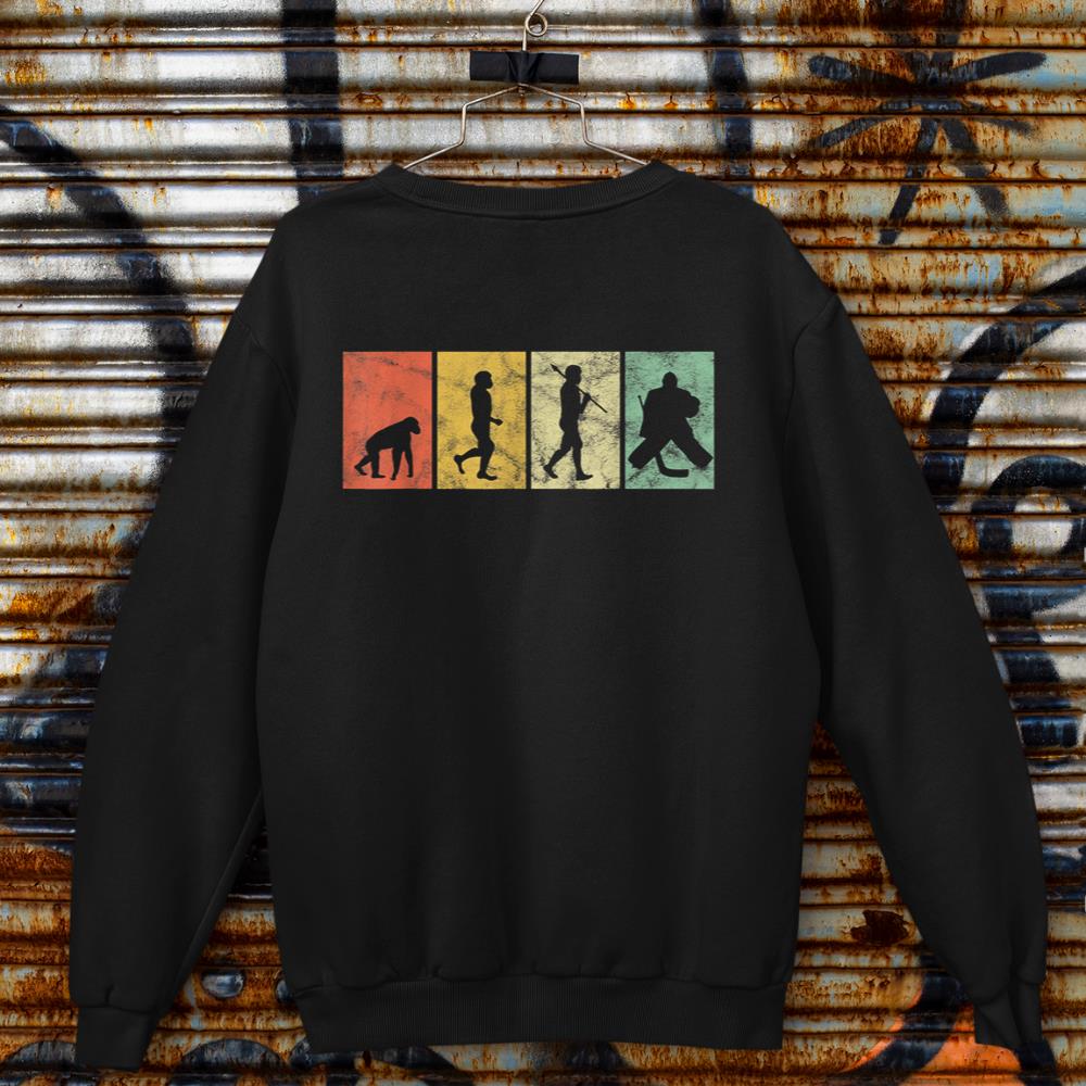 Evolution Of Man Ice Hockey Goalie Funny Vintage Retro Style Sweatshirt