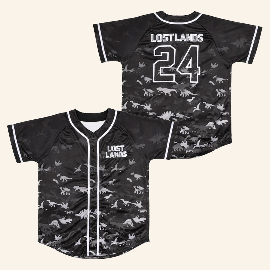 Excision Merch Lost Lands B W Dino Baseball Jersey Best Gifts For Dad