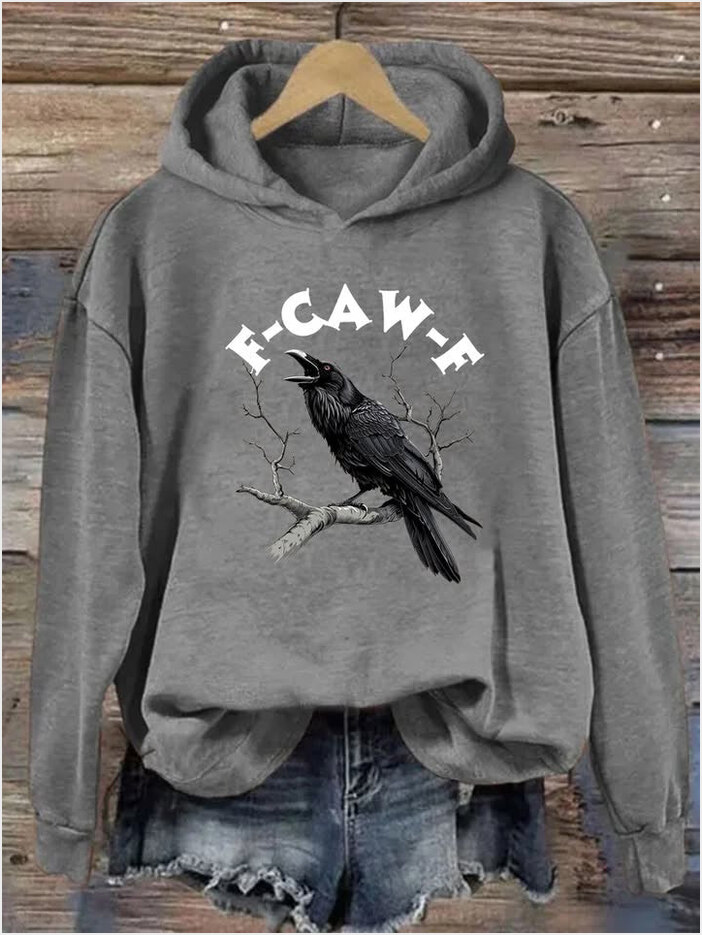 F CAW F Crow Hoodie Funny Graphic Hoodie Birthday Gifts For Women's Best Friend Gifts